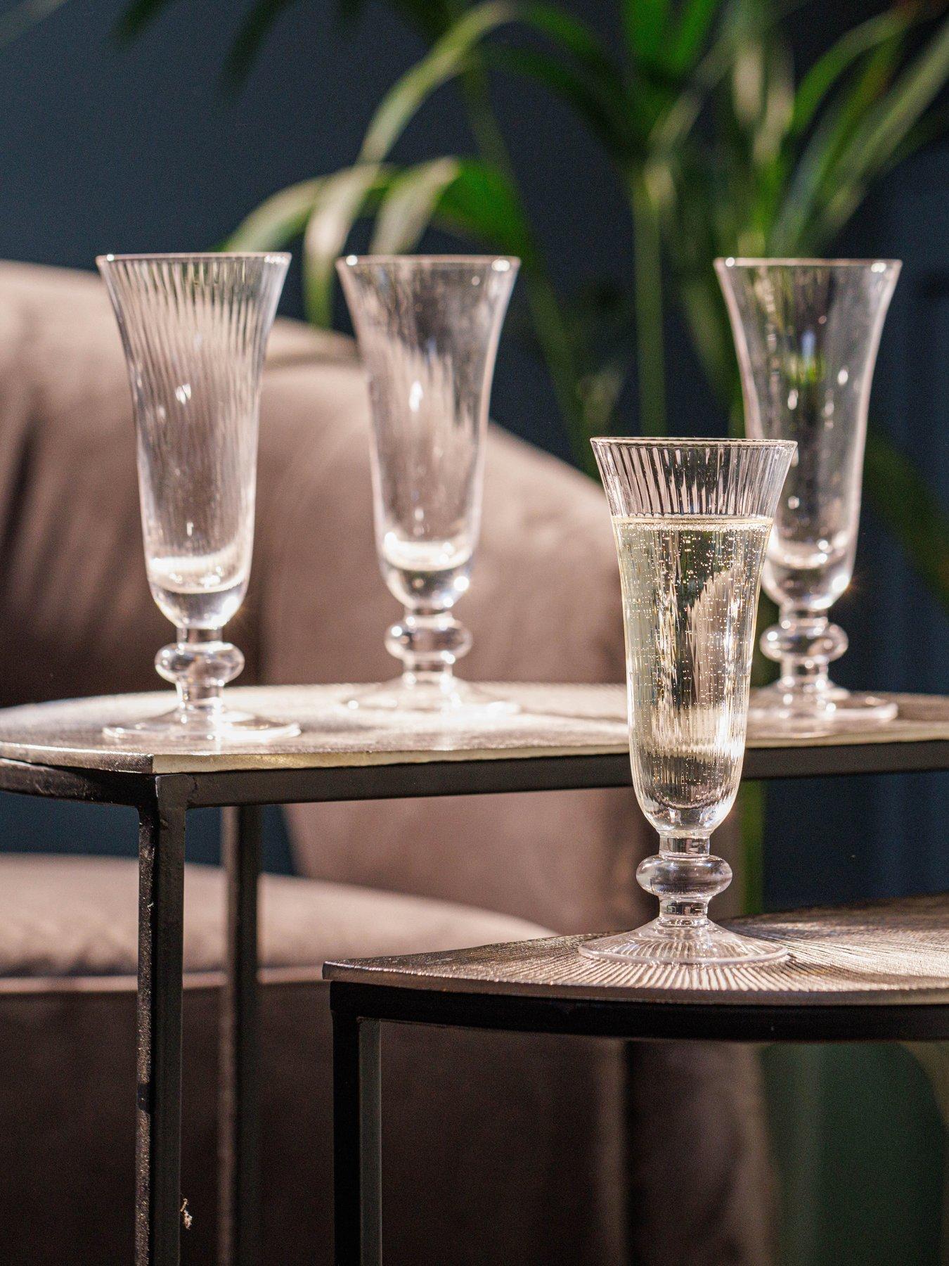 Mikasa Salerno Set of 4 Short-Stemmed Crystal Champagne Flutes