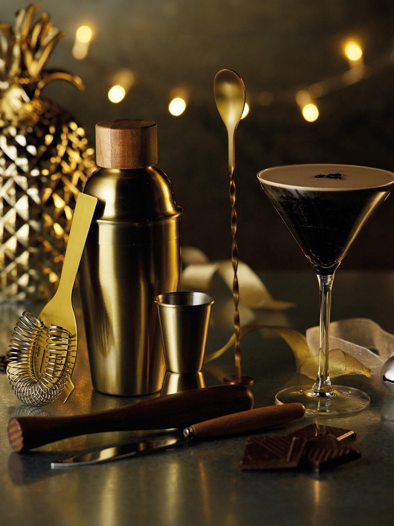 BarCraft 6 Piece Cocktail Making Tool Set, Gold Finish