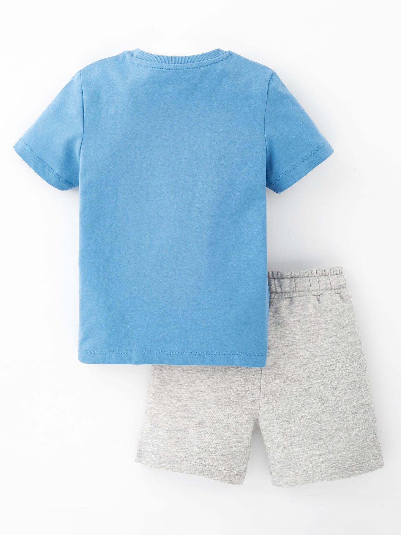 back image of everyday-boys-dinosaur-print-graphic-t-shirt-and-short-set-multi
