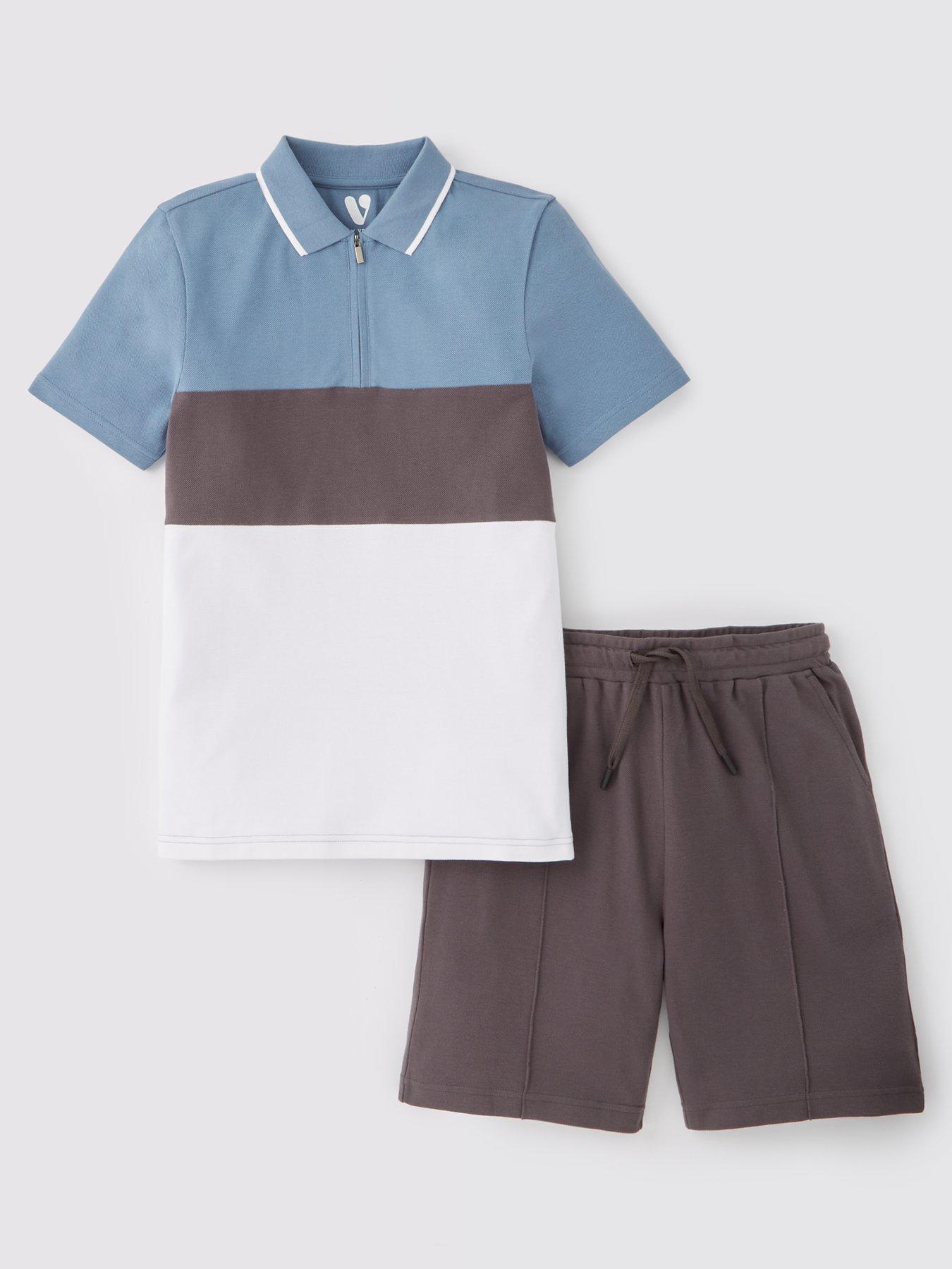 v-by-very-boys-block-stripe-polo-and-short-set-multi