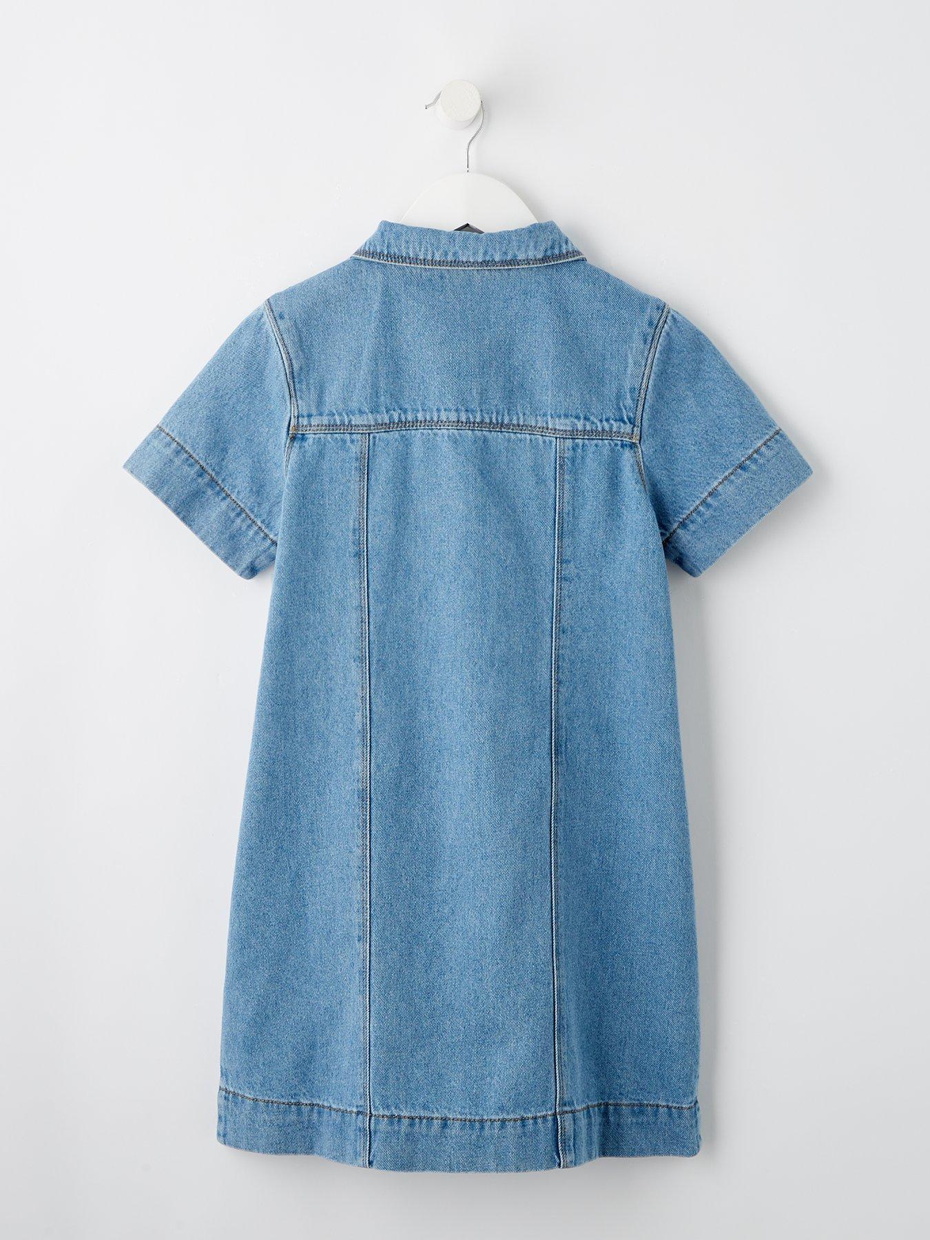  image of v-by-very-girls-button-through-denim-dress