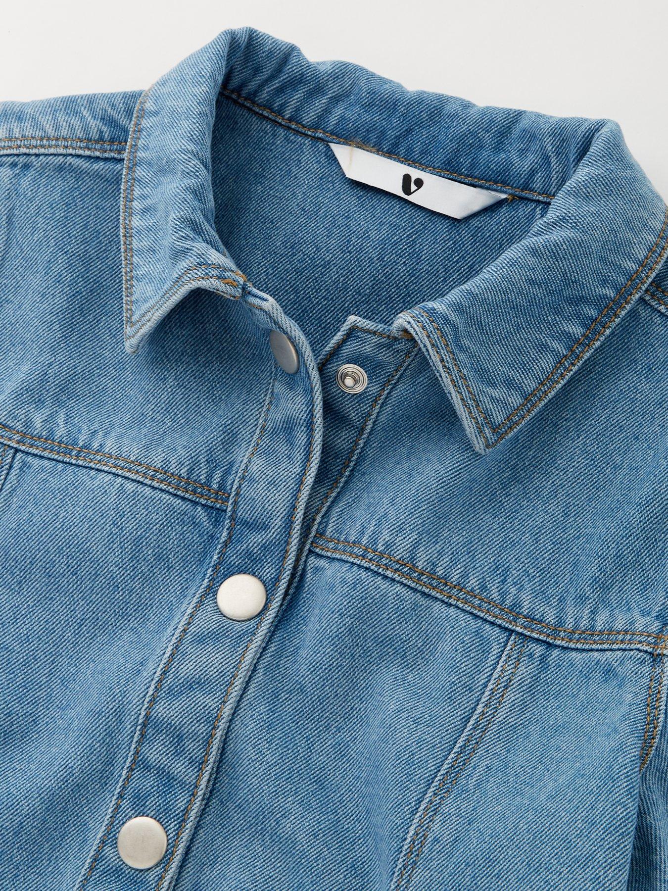  image of v-by-very-girls-button-through-denim-dress