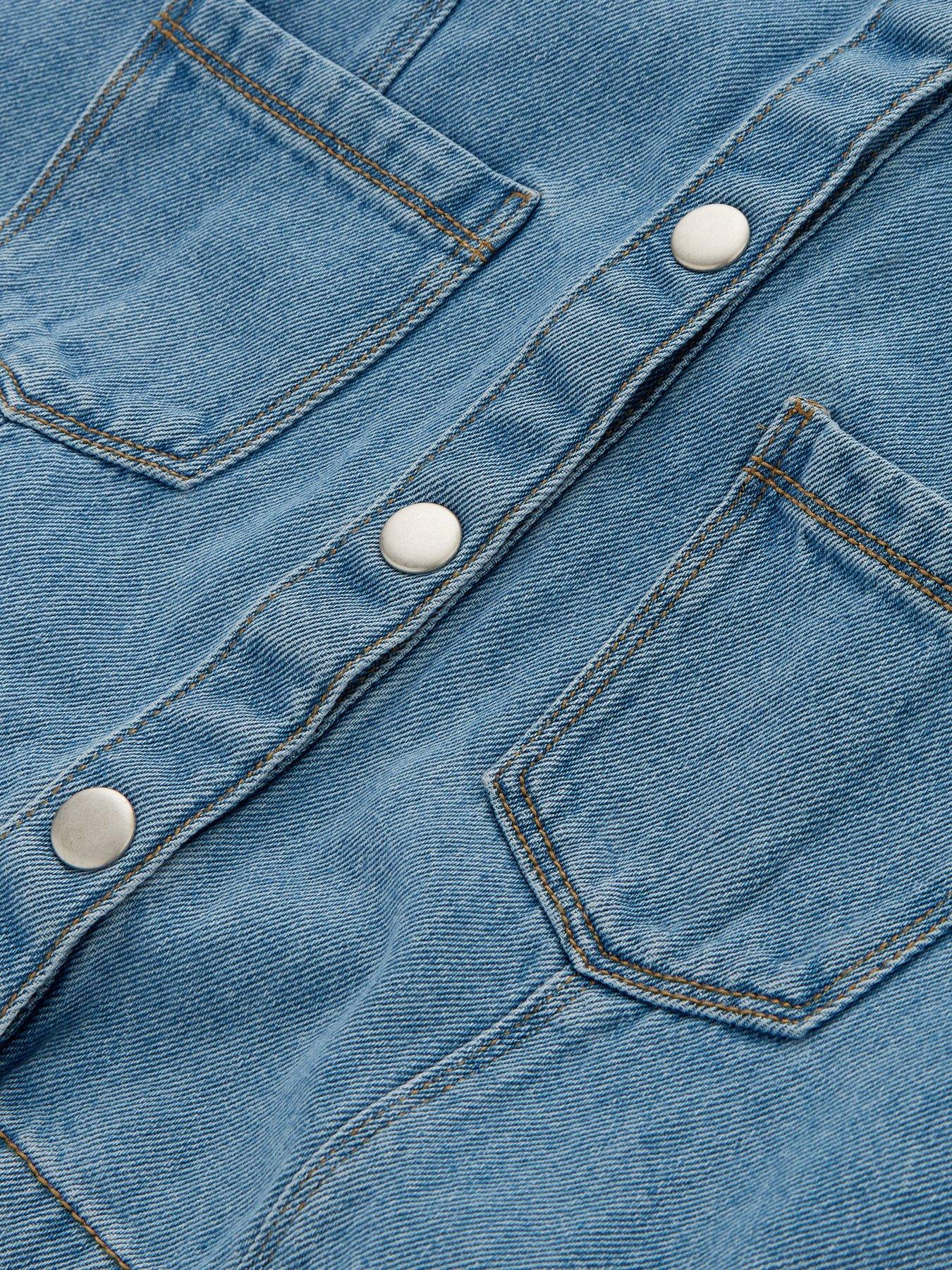  image of v-by-very-girls-button-through-denim-dress