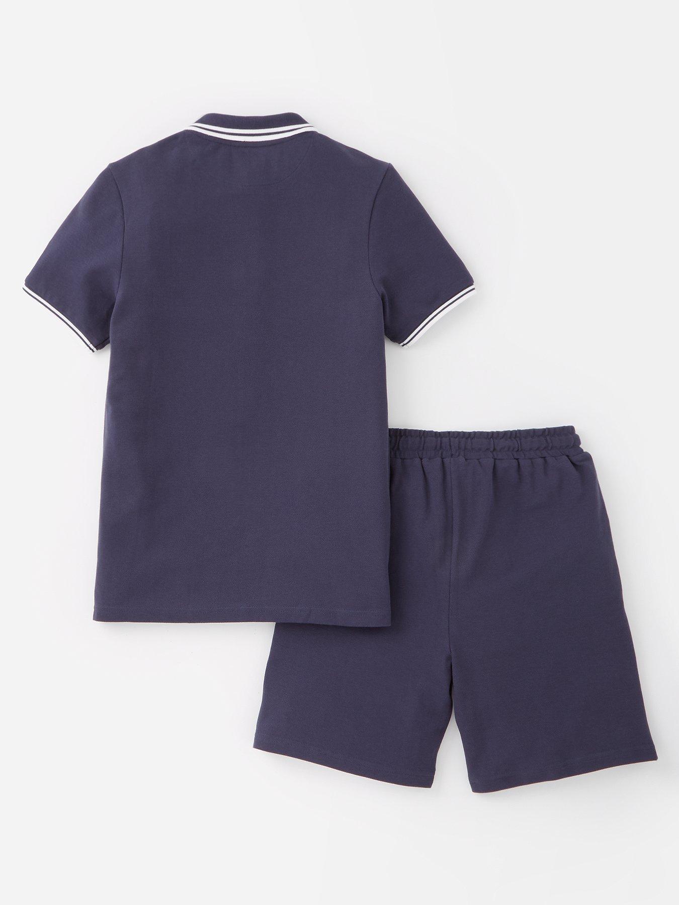  image of v-by-very-boys-polo-and-short-set-navy