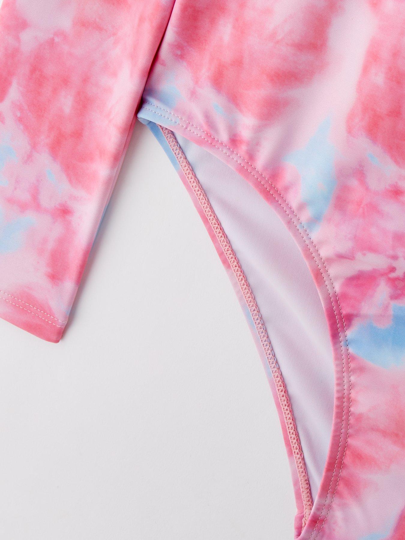 image of v-by-very-girls-tie-dye-sunsafe-swimming-costume--multi