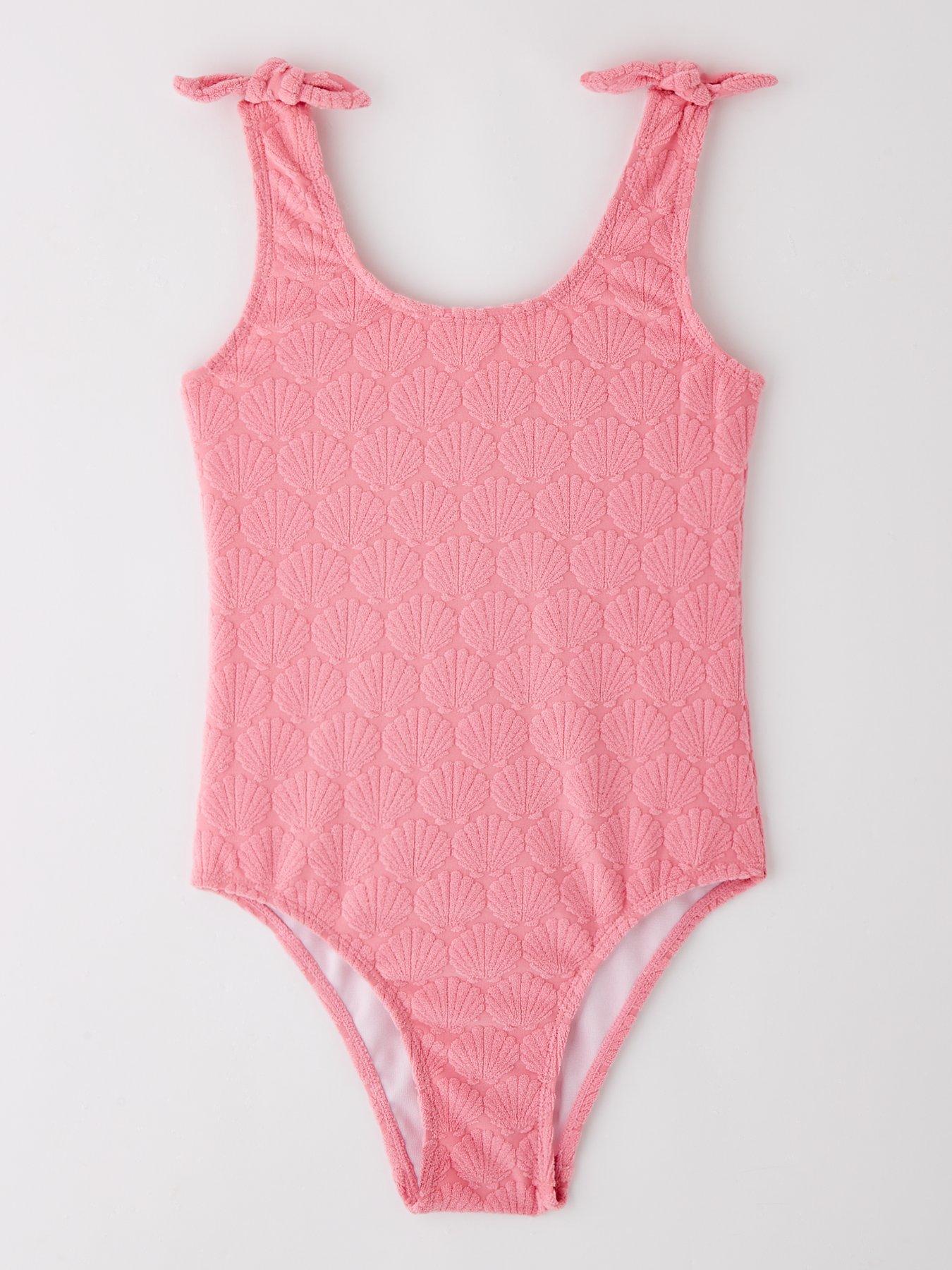 V by Very Girls Shell Towelling Swimsuit - Multi