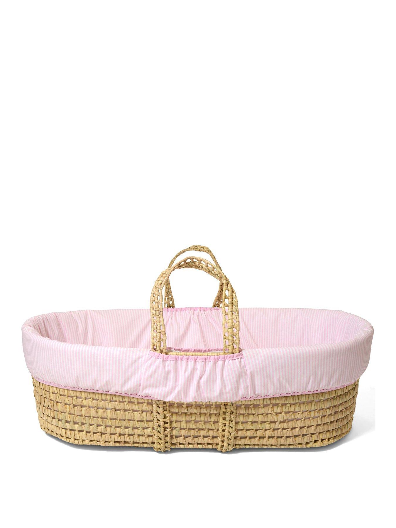 undefined Pink Stripe Palm Moses Basket
