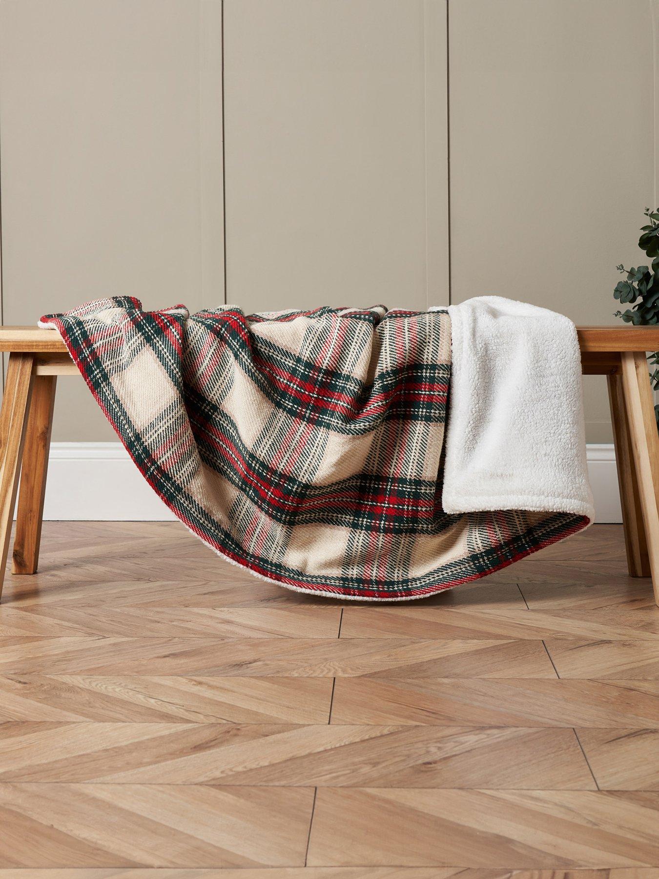 The Very Collection Christmas Check Sherpa Throw