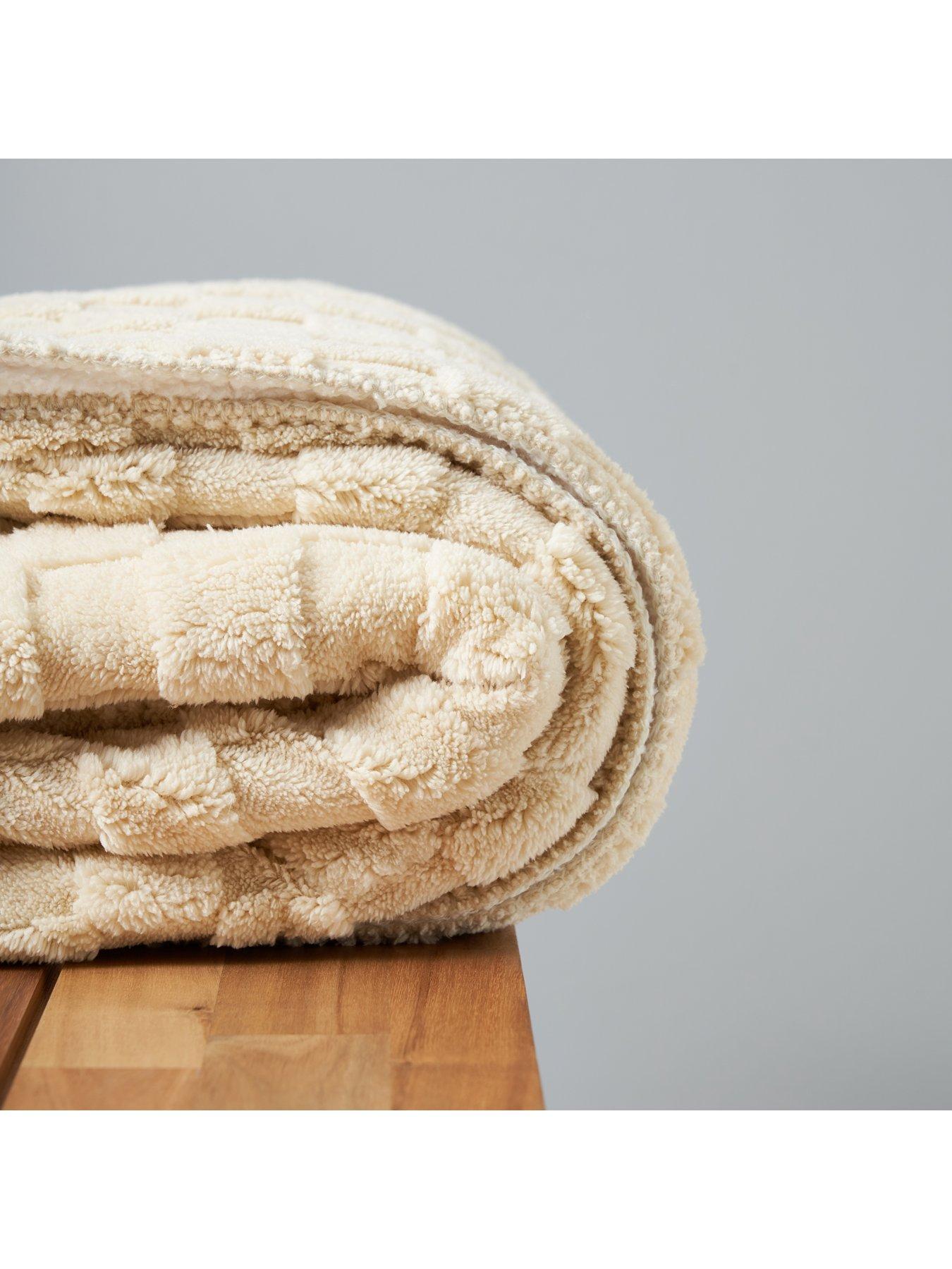 Image 3 of 7 of Very Home Checkerboard Throw With Sherpa Backing