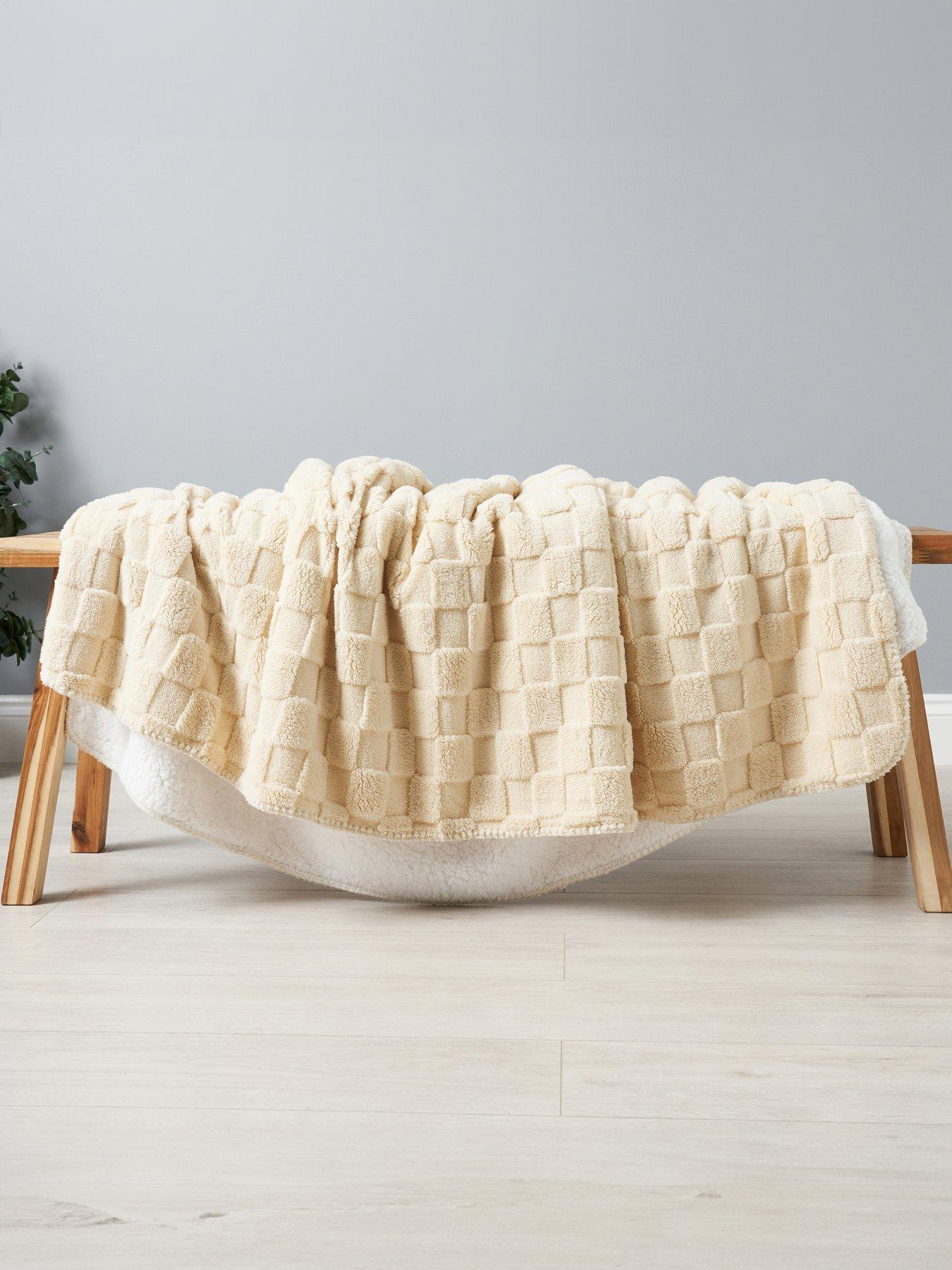 Image 6 of 7 of Very Home Checkerboard Throw With Sherpa Backing