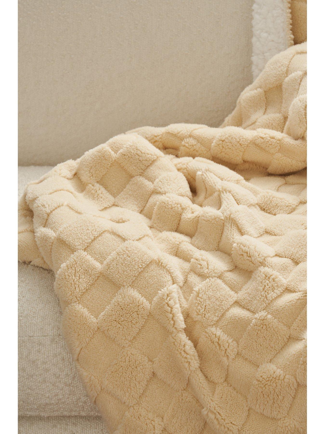 Image 7 of 7 of Very Home Checkerboard Throw With Sherpa Backing