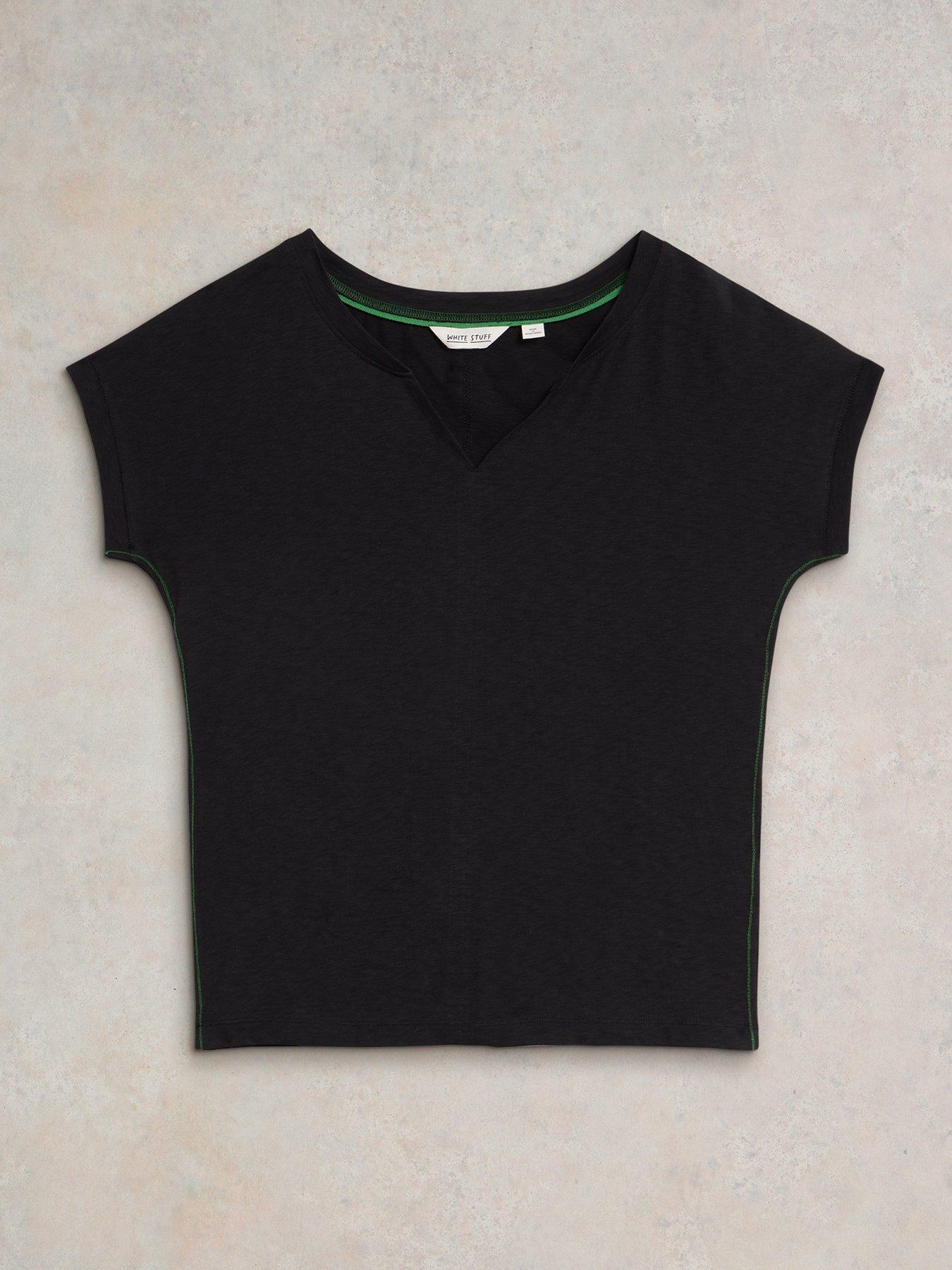 Image 4 of 6 of White Stuff Nelly Notch Neck Tee - Black