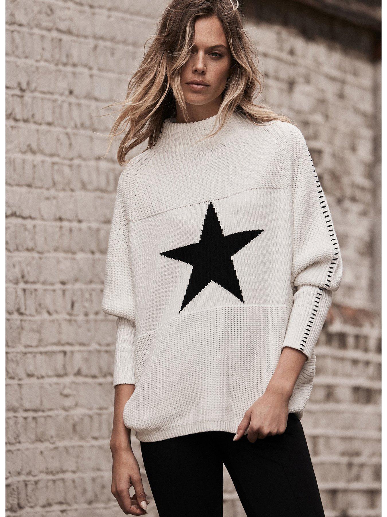 Knit Sweater Ladies Star Jumpers Multi Star Stripe Knitted Jumper