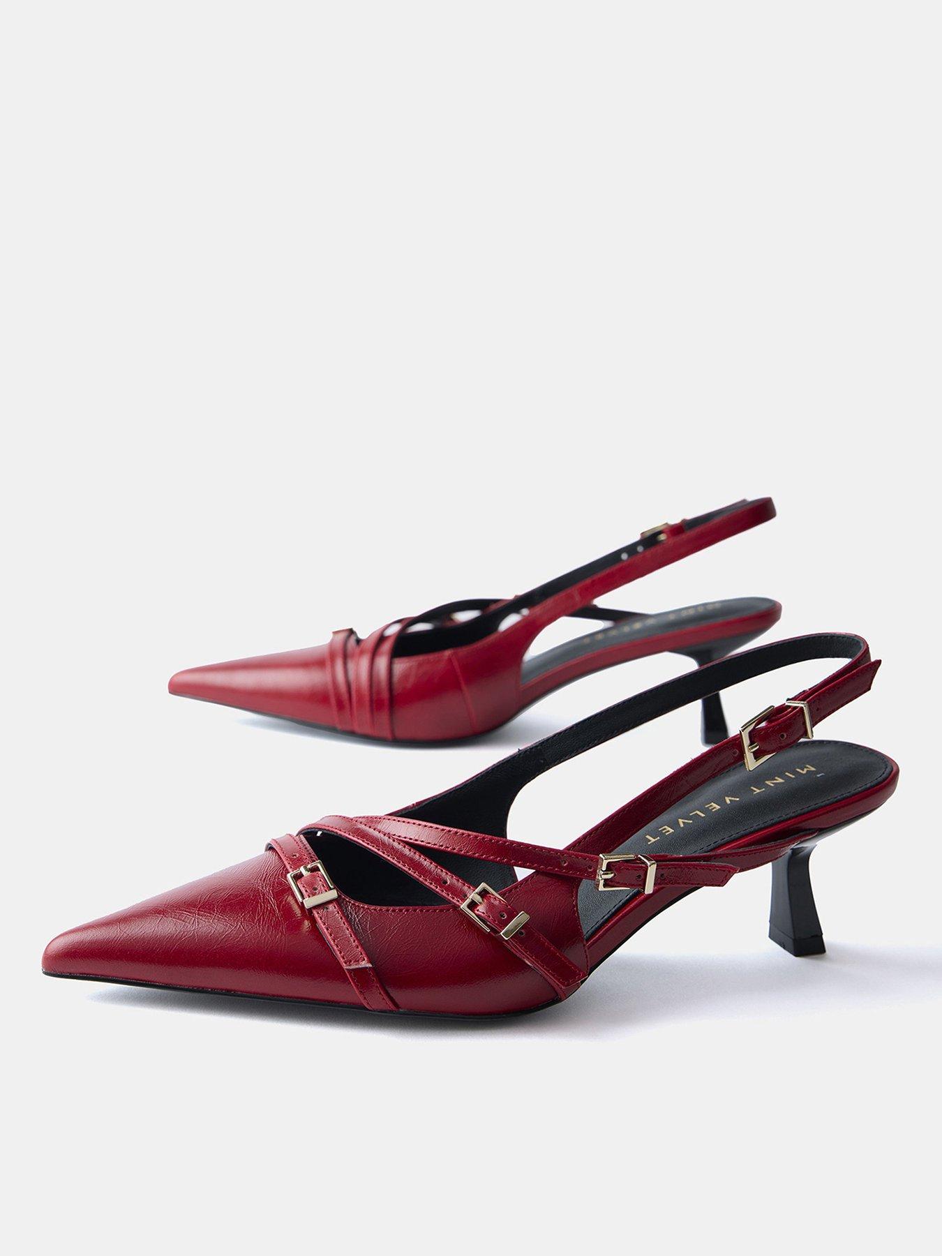  image of mint-velvet-slingback-shoe-red