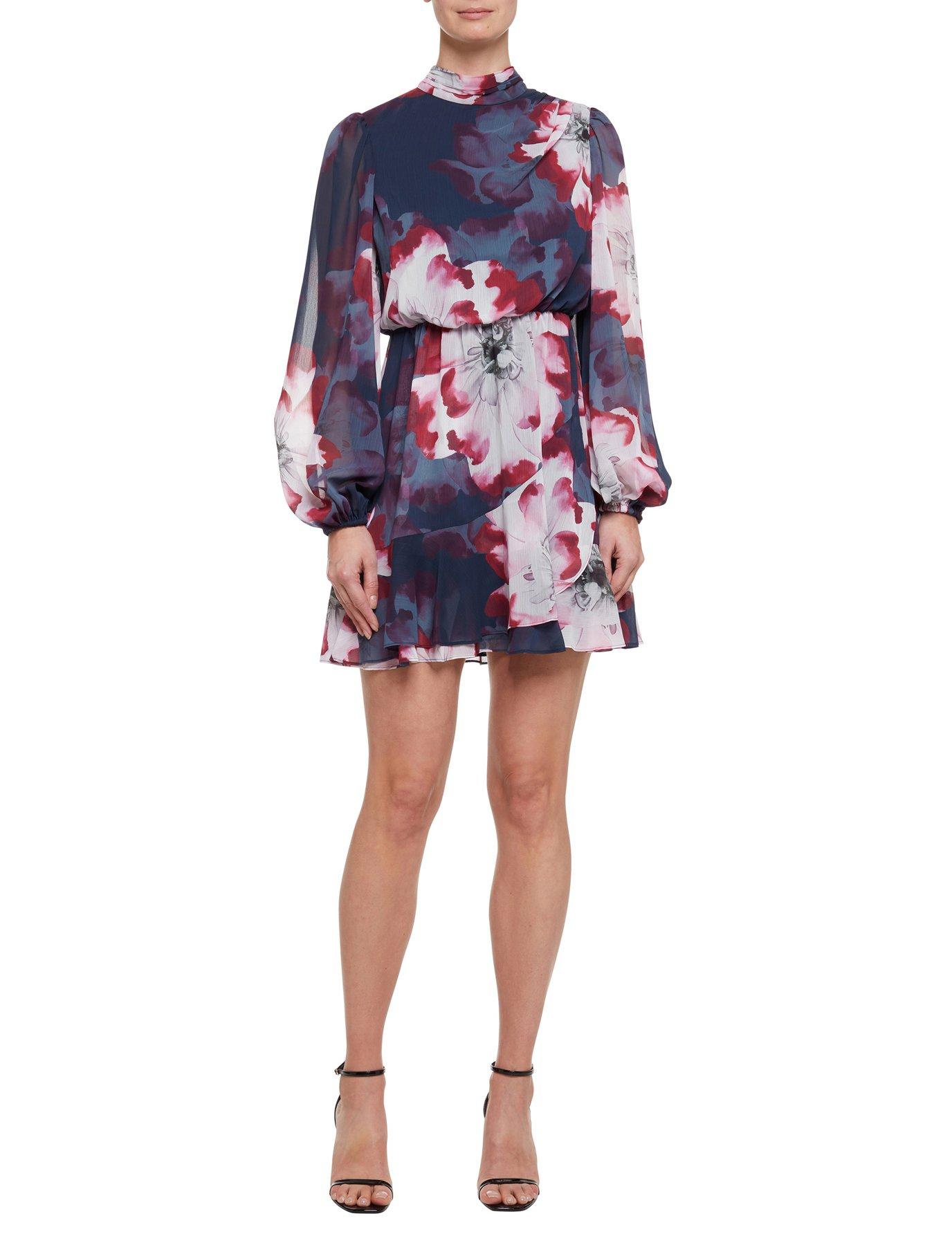 Ted Baker Aracely Printed Long Sleeve Mini Dress - Navy | Littlewoods
