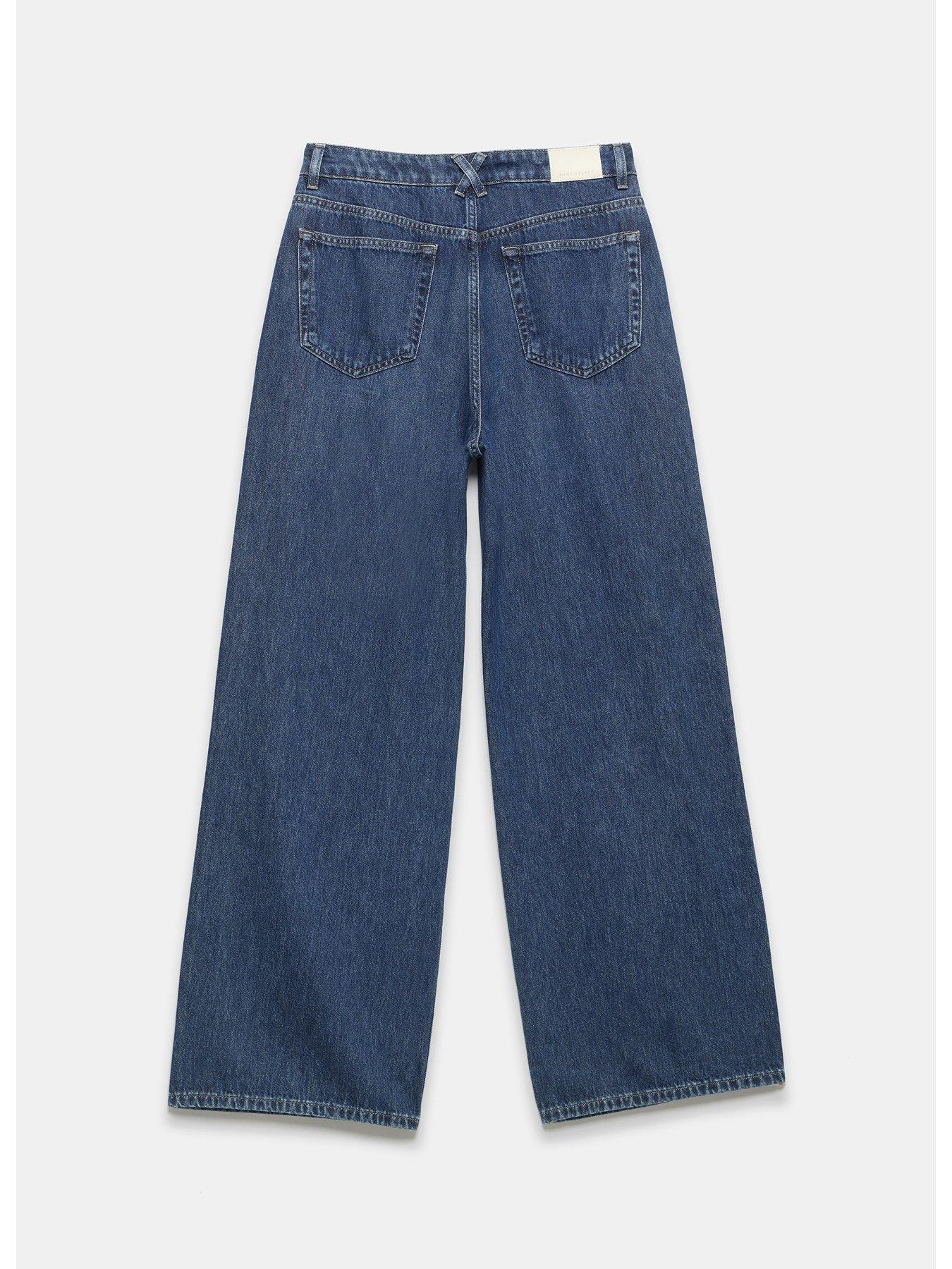  image of mint-velvet-dark-indigo-super-soft-wide-jeans-navy
