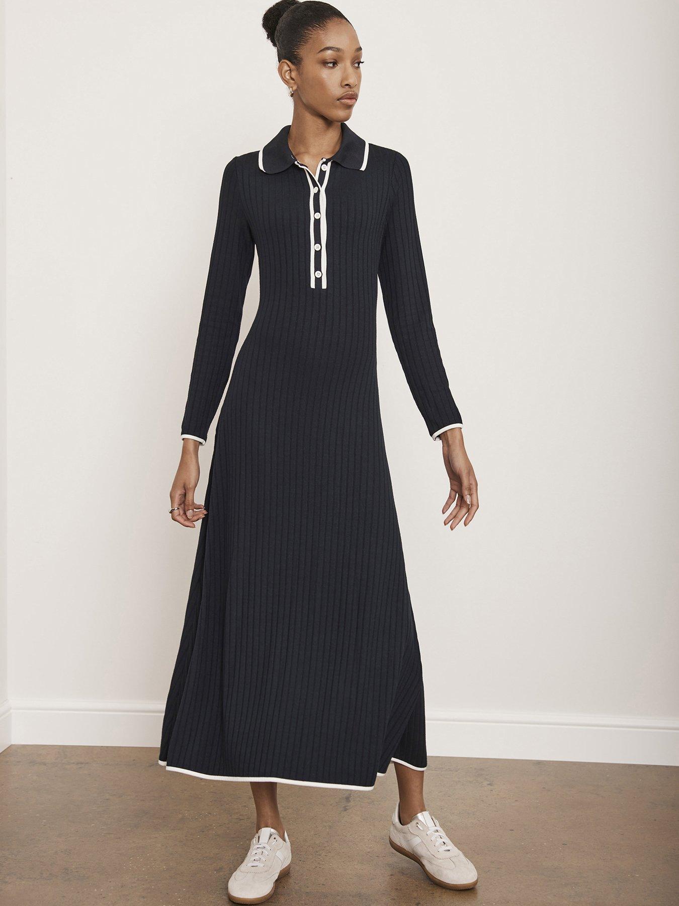 jersey midi dress uk Midi Dress Button Dresses Uk Blake Navy Ponte Jersey Midi Dress  Finery  London