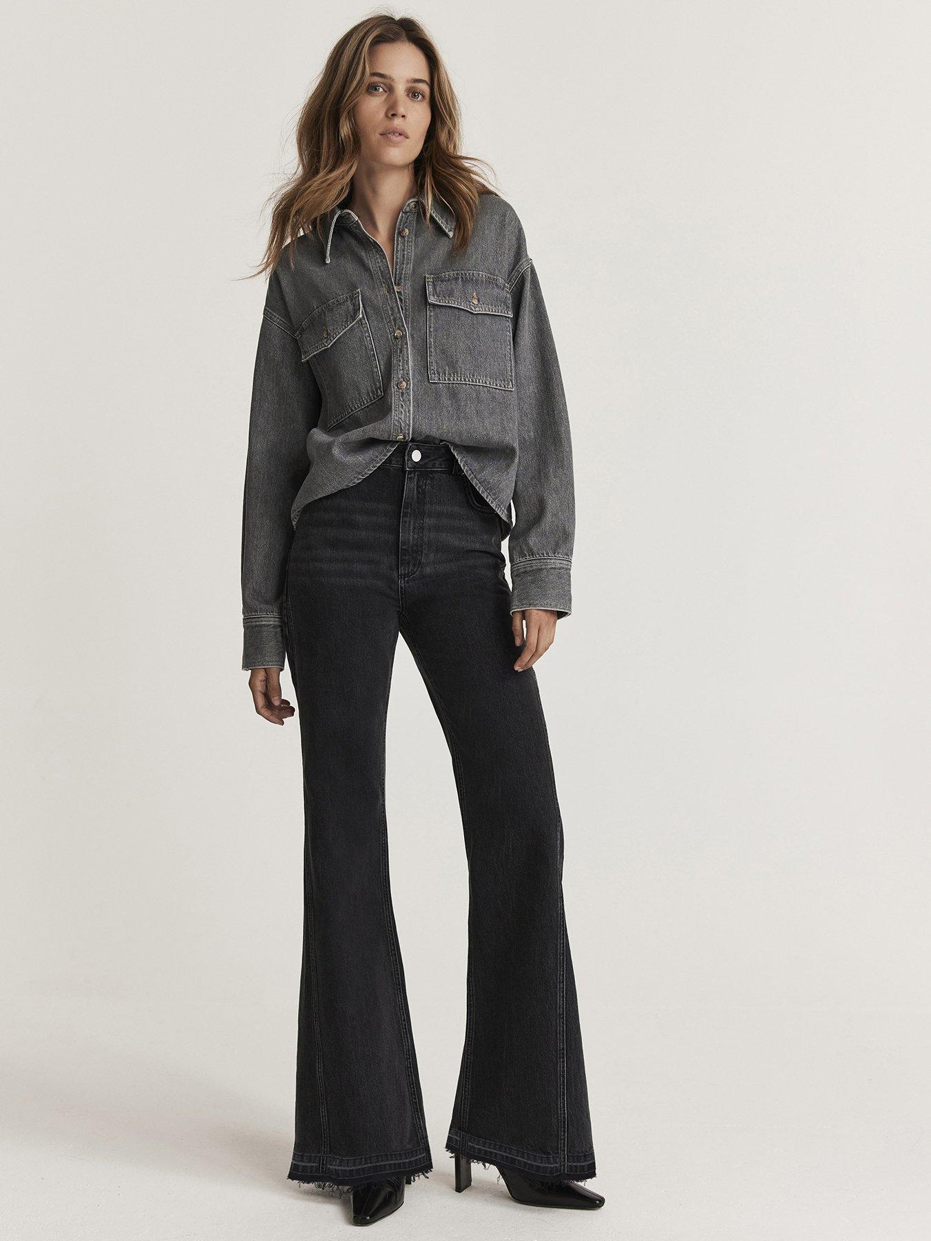 undefined Washed Flared Jean - Black