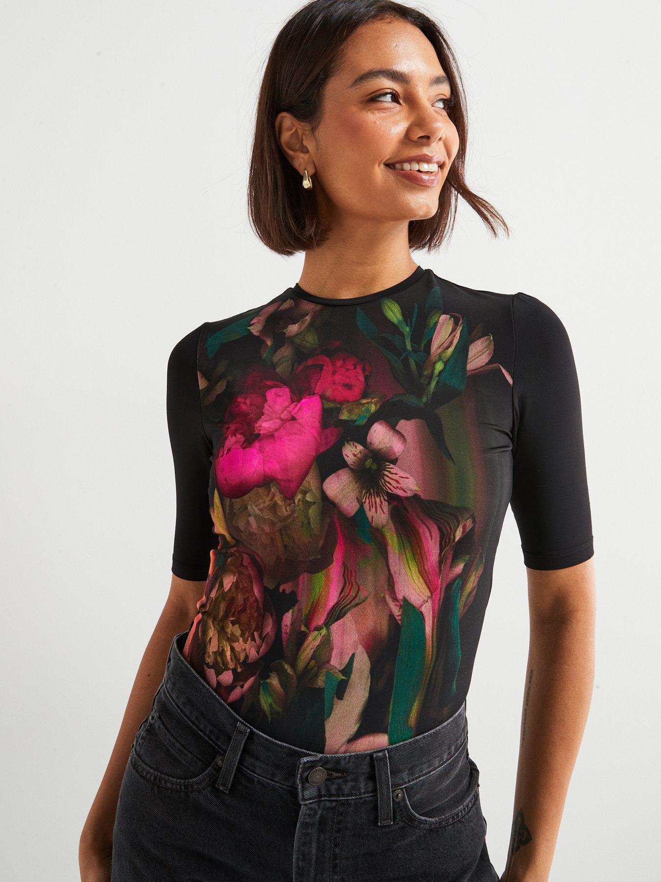 undefined Floene Printed Skinny Fit Top - Black