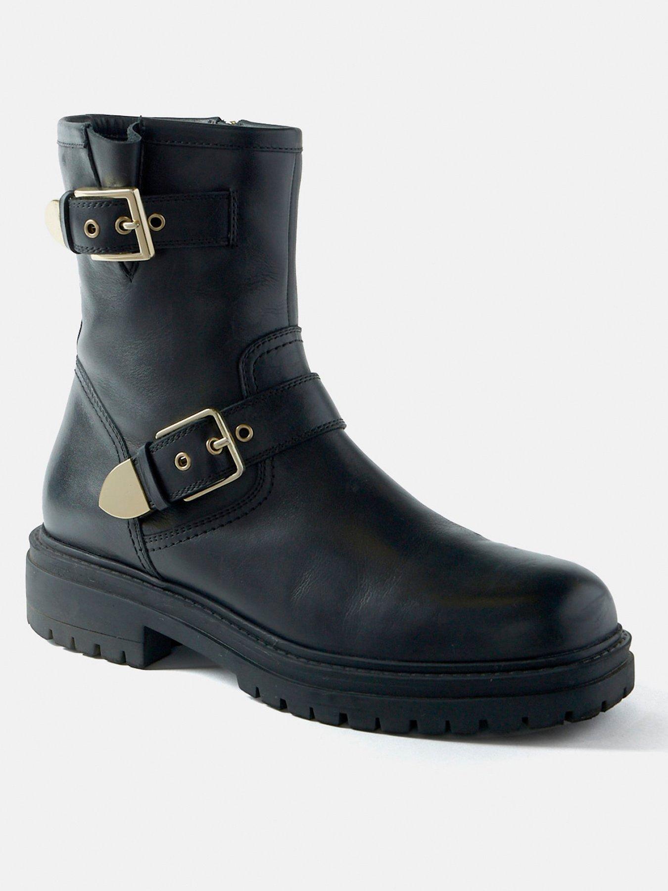  image of mint-velvet-black-leather-biker-boots