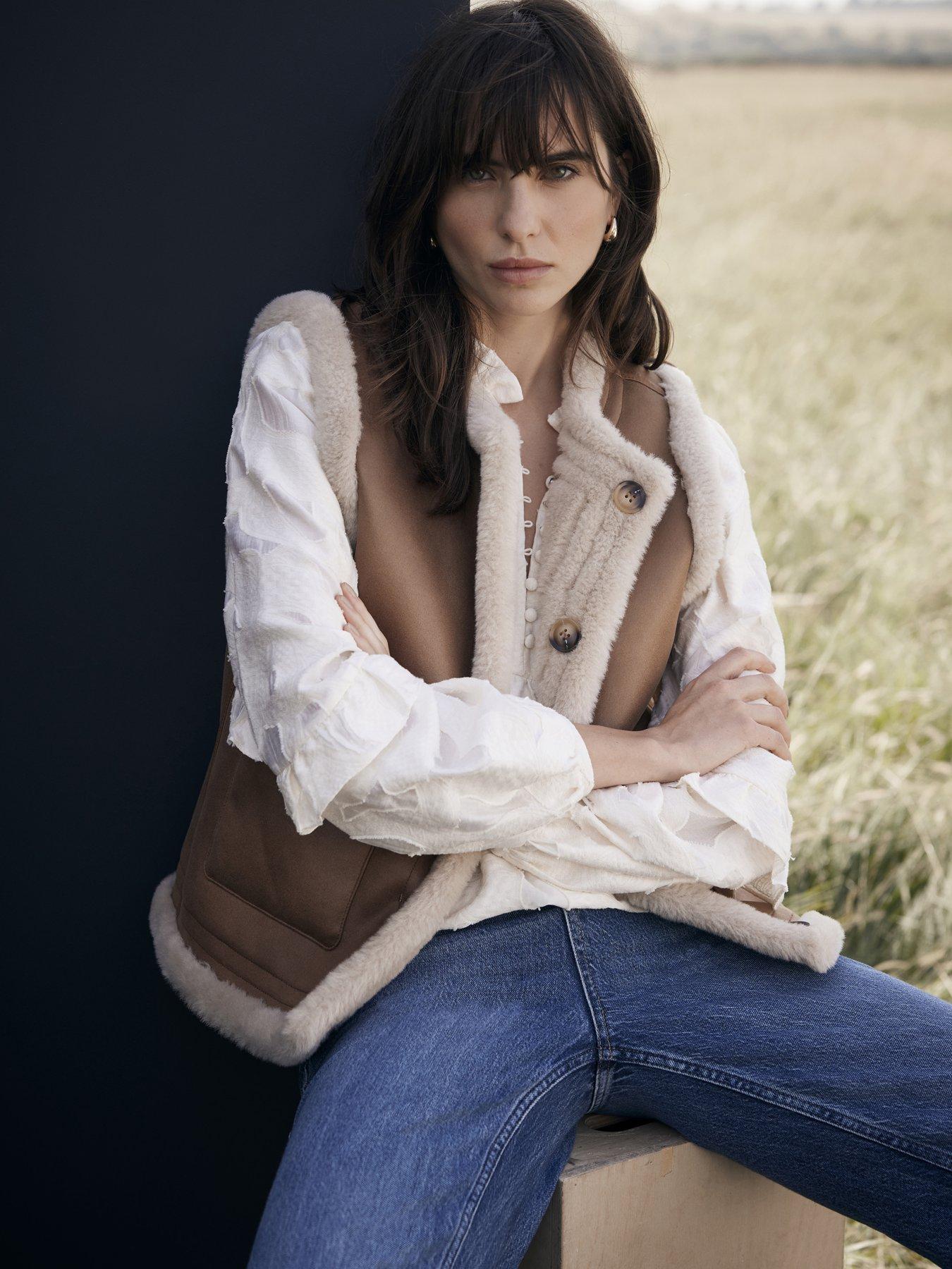 undefined Tan Bonded Collarless Gilet