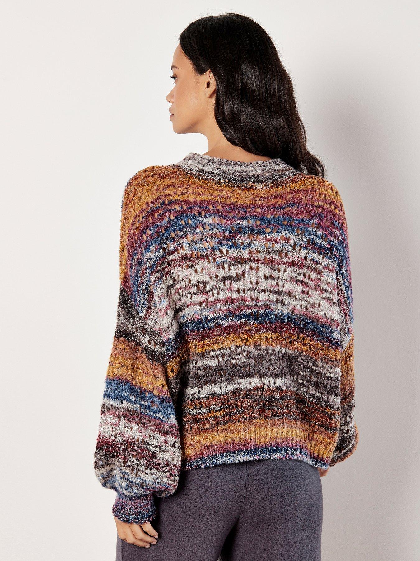  image of apricot-mix-yarn-distressed-boho-jumper
