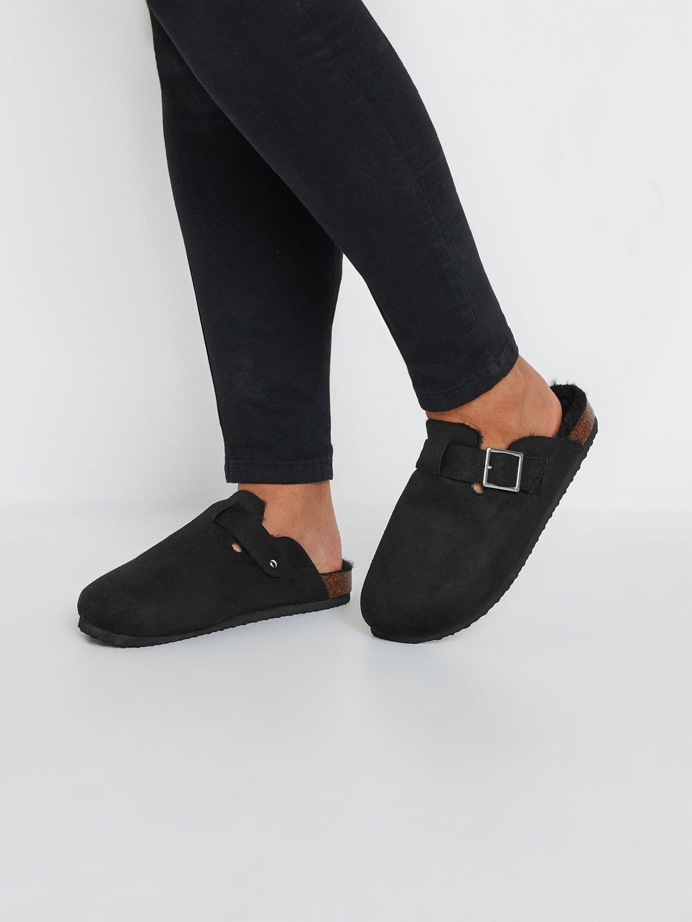  image of yours-extra-wide-fit-fur-lined-clog-black