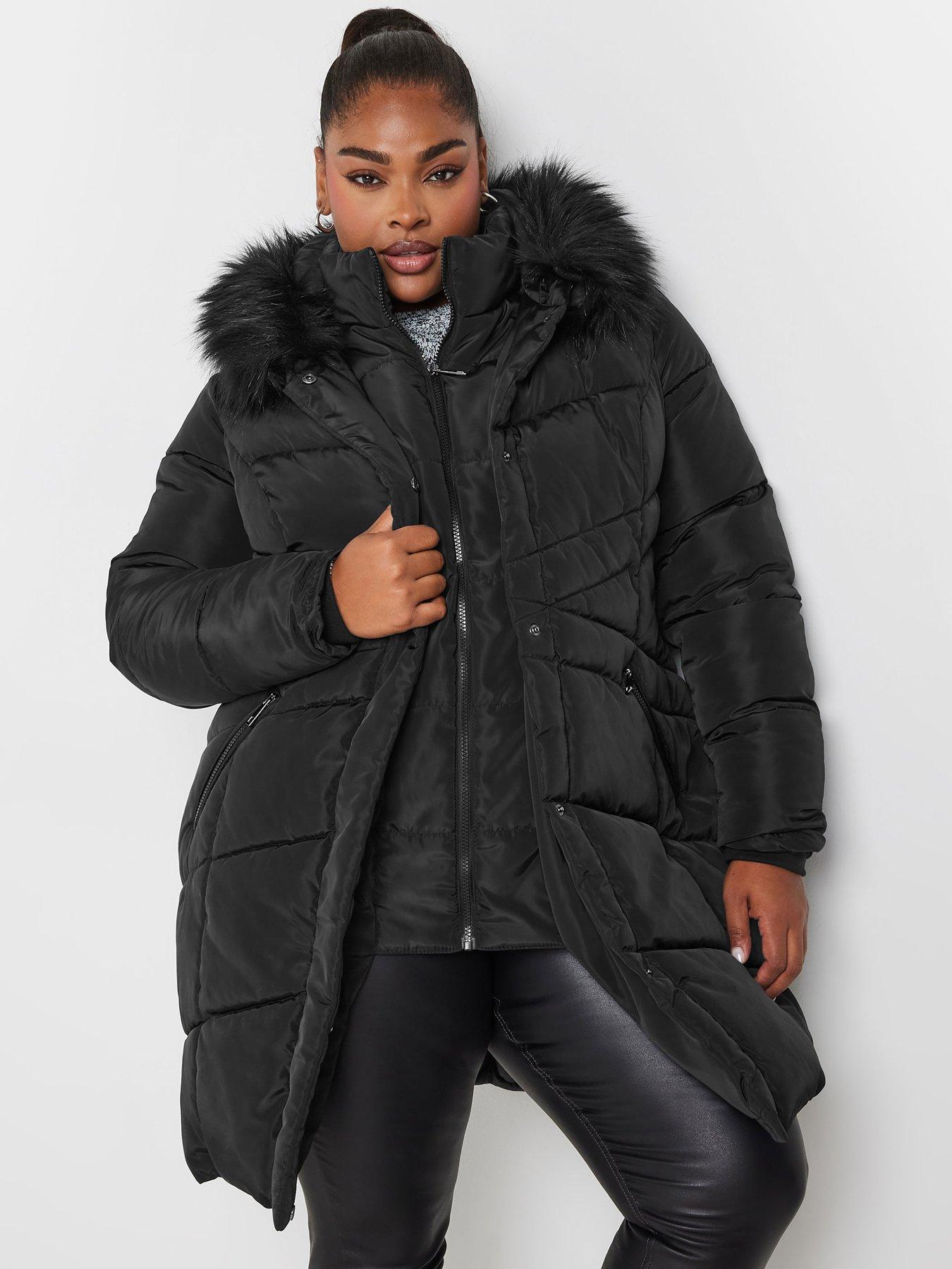 undefined Curve Midi Padded Puffer Coat - Black
