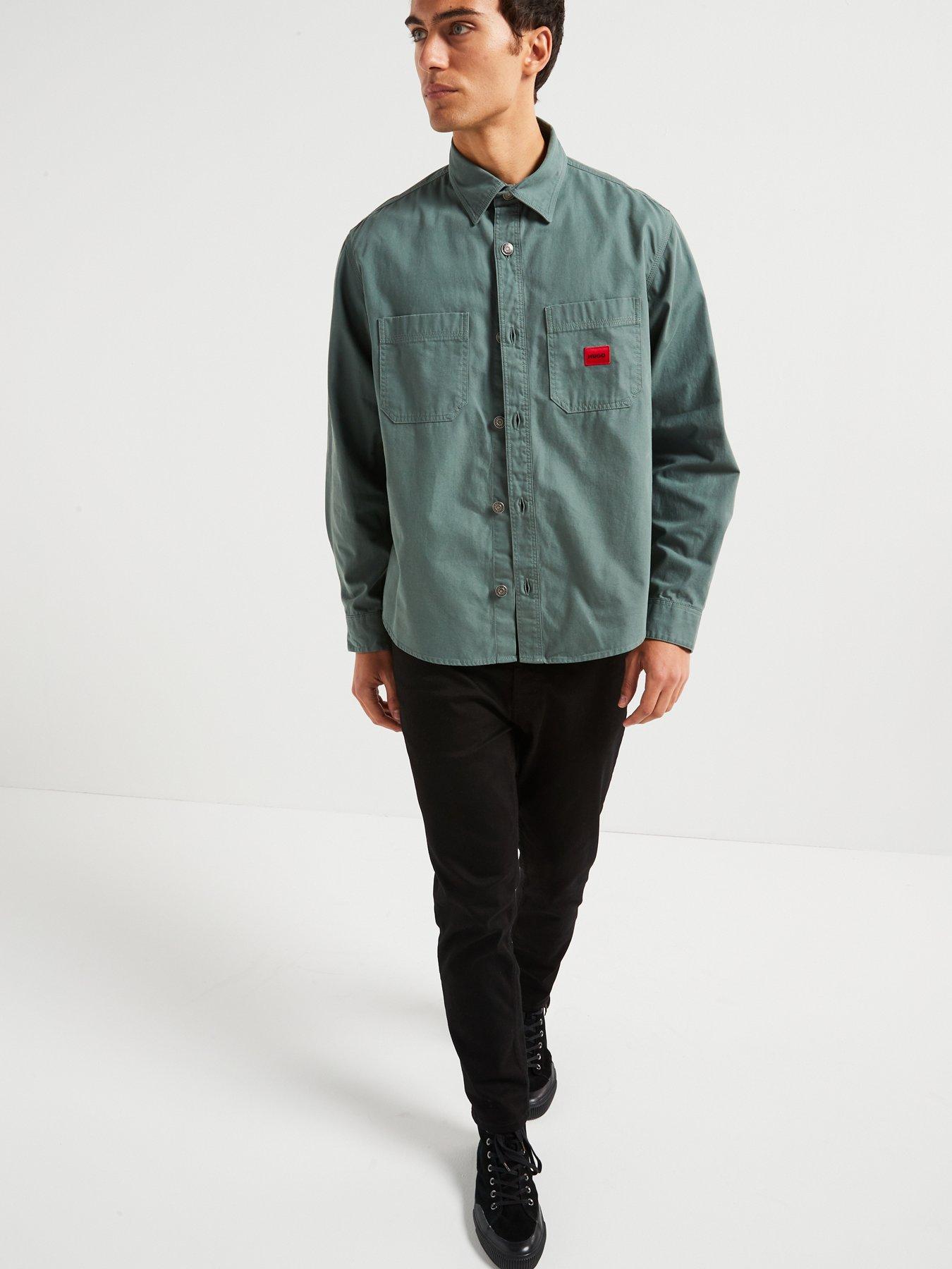 Image 3 of 4 of HUGO Erato Relaxed Fit Overshirt- Dark Green
