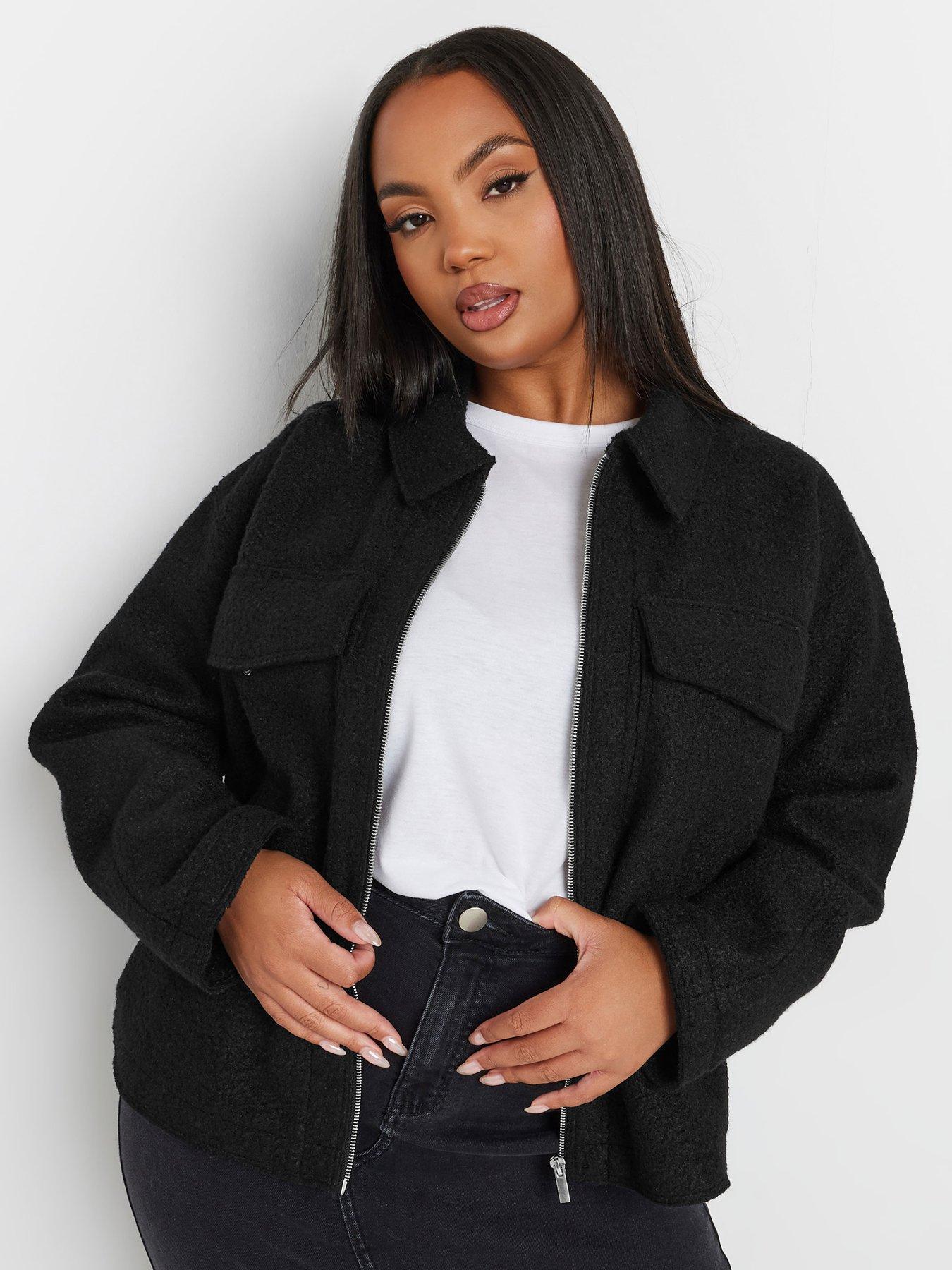 undefined Curve Wool Cropped Centre Front Jacket - Black