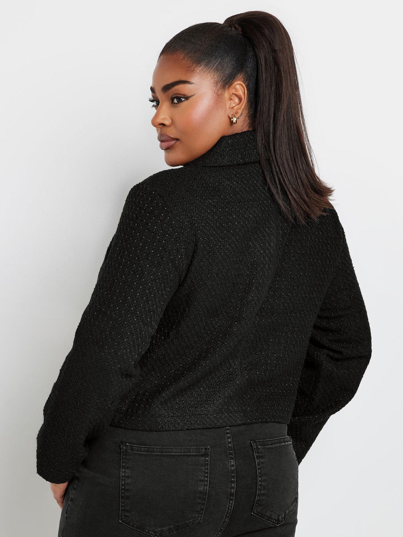 Image 2 of 4 of Yours Curve Boucle Short Jacket - Black