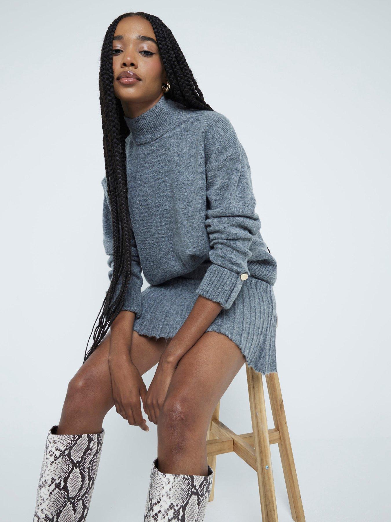 river-island-oversized-roll-neck-jumper-marl-grey