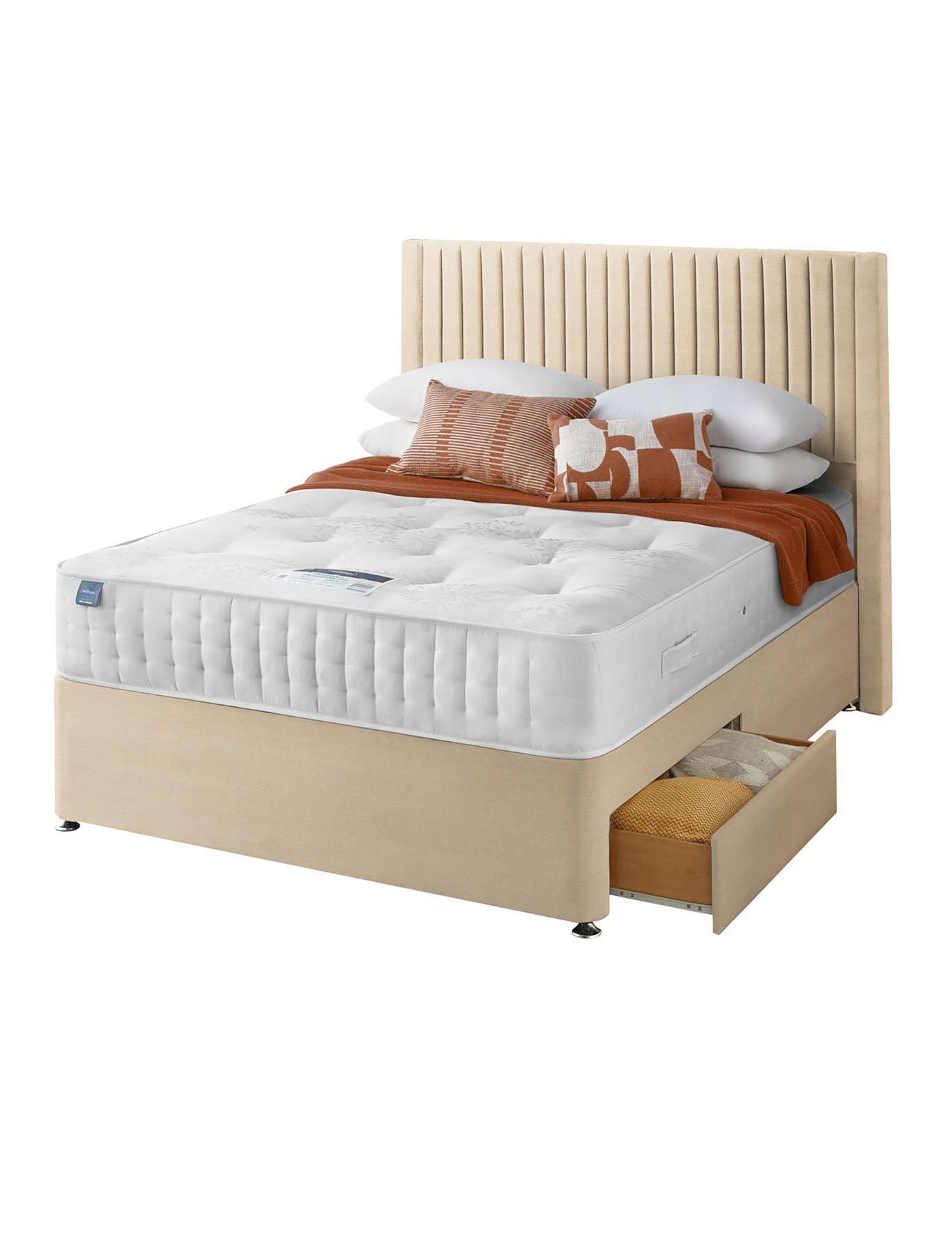  image of silentnight-2000-pocket-econbspdivan-bed-with-storage-options-headboard-included-medium-firm