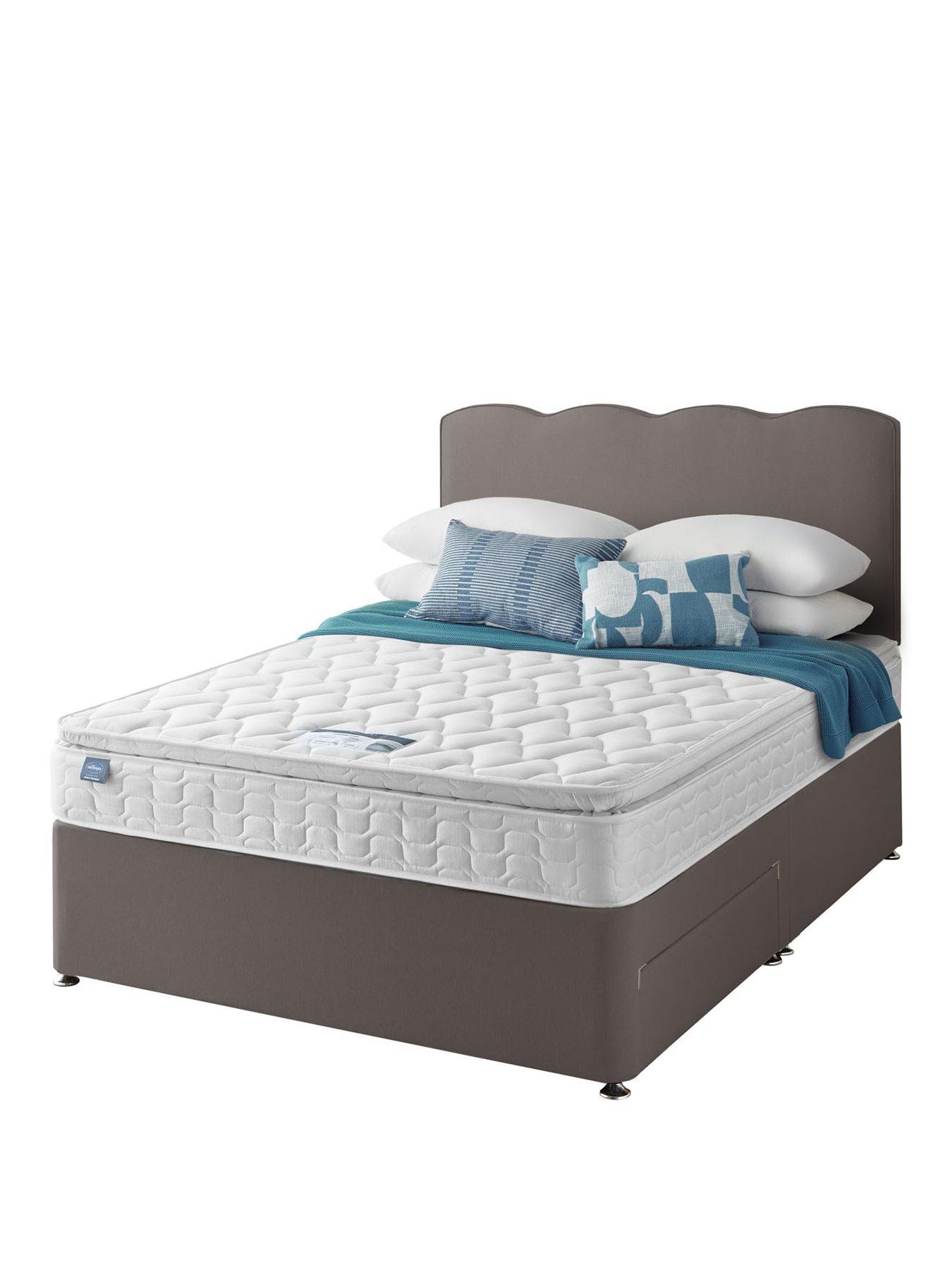 Image 2 of 5 of Silentnight Pippa Pillowtop Mattress with Divan Bed Base and Wave Headboard + Storage Options - Slate grey