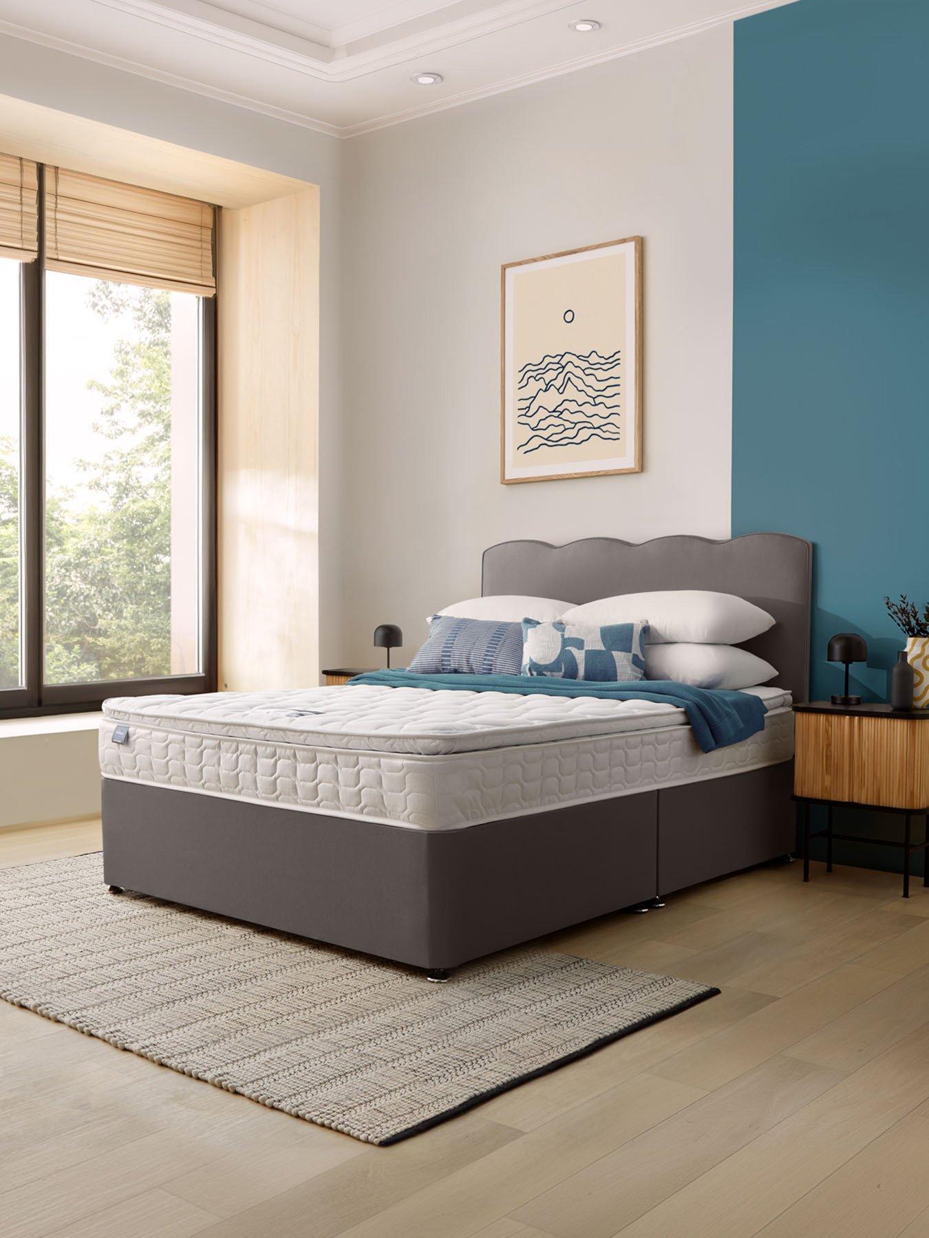 Image 4 of 5 of Silentnight Pippa Pillowtop Mattress with Divan Bed Base and Wave Headboard + Storage Options - Slate grey