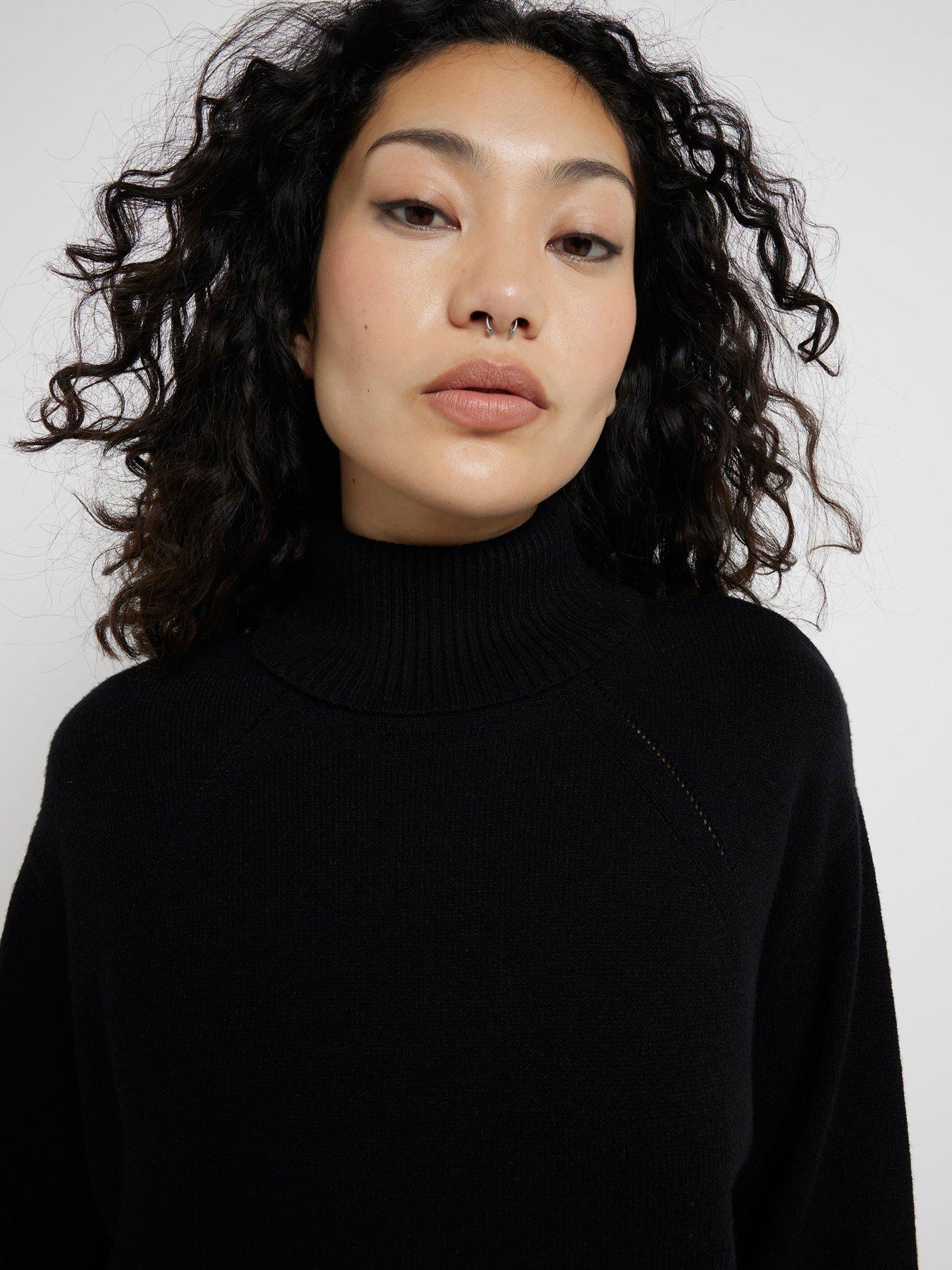  image of river-island-high-neck-jumper-black