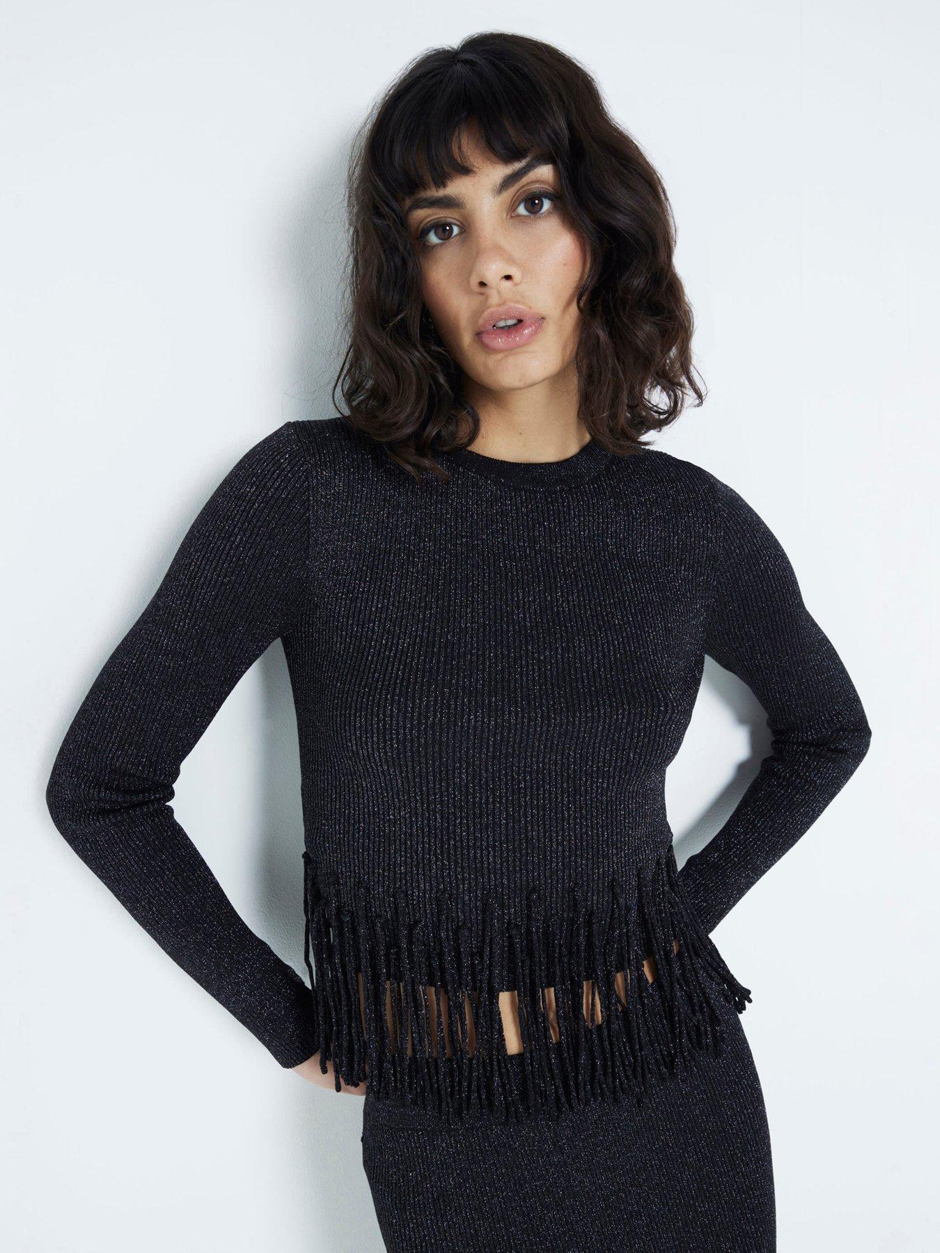 undefined Fringe Detail Jumper - Black