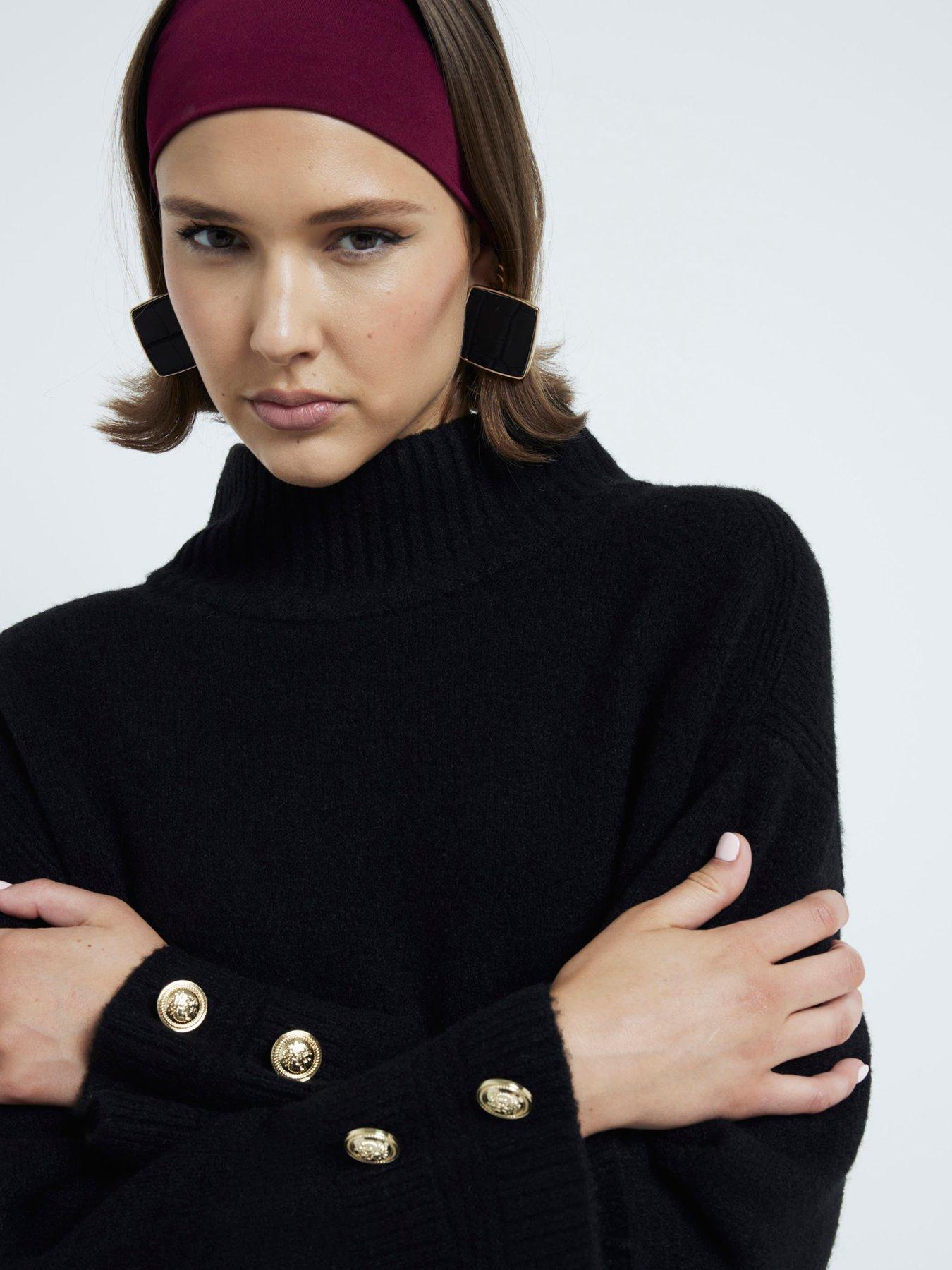  image of river-island-high-neck-jumper-dress-black
