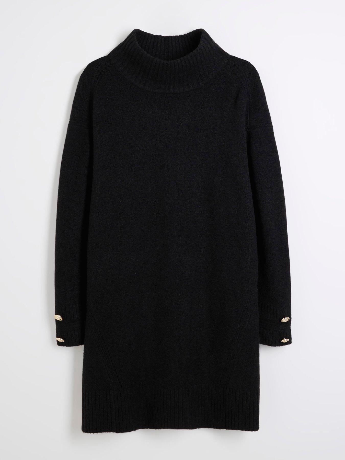  image of river-island-high-neck-jumper-dress-black