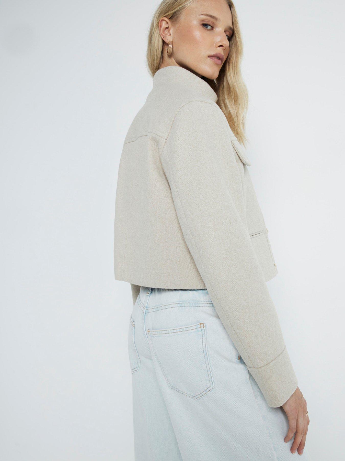 River Island Funnel Neck Short Jacket Light Beige littlewoods