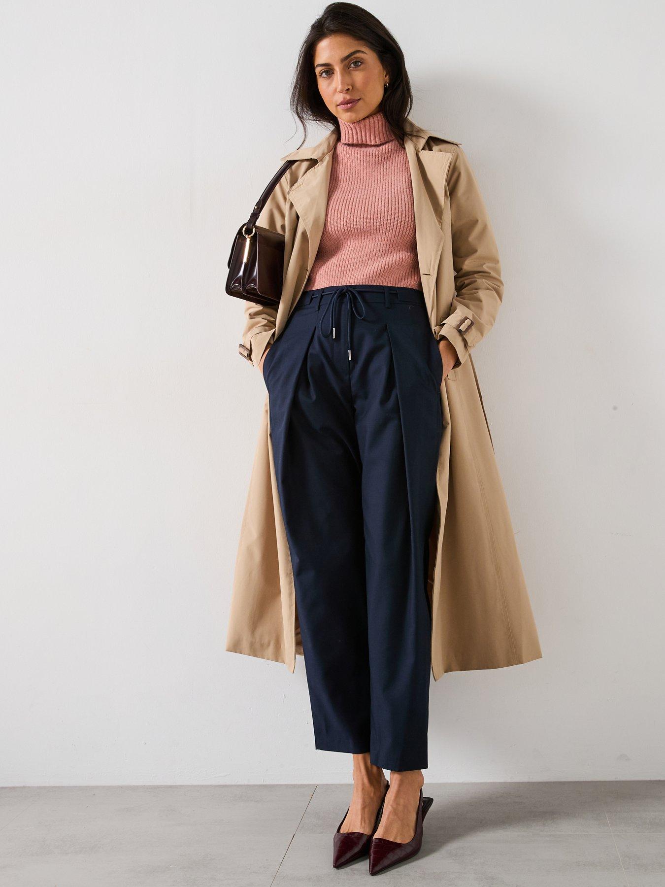 Image 3 of 5 of V by Very Barrel Leg Tie Waist Trouser - Navy