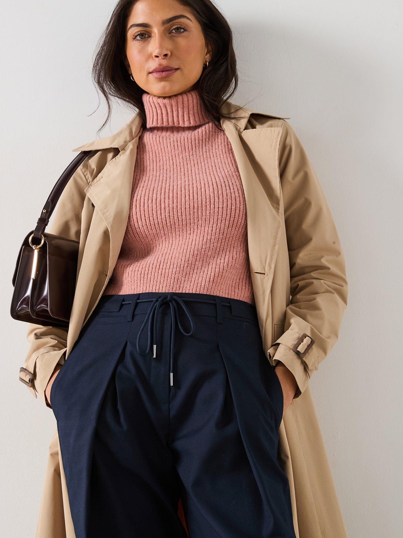 Image 5 of 5 of V by Very Barrel Leg Tie Waist Trouser - Navy