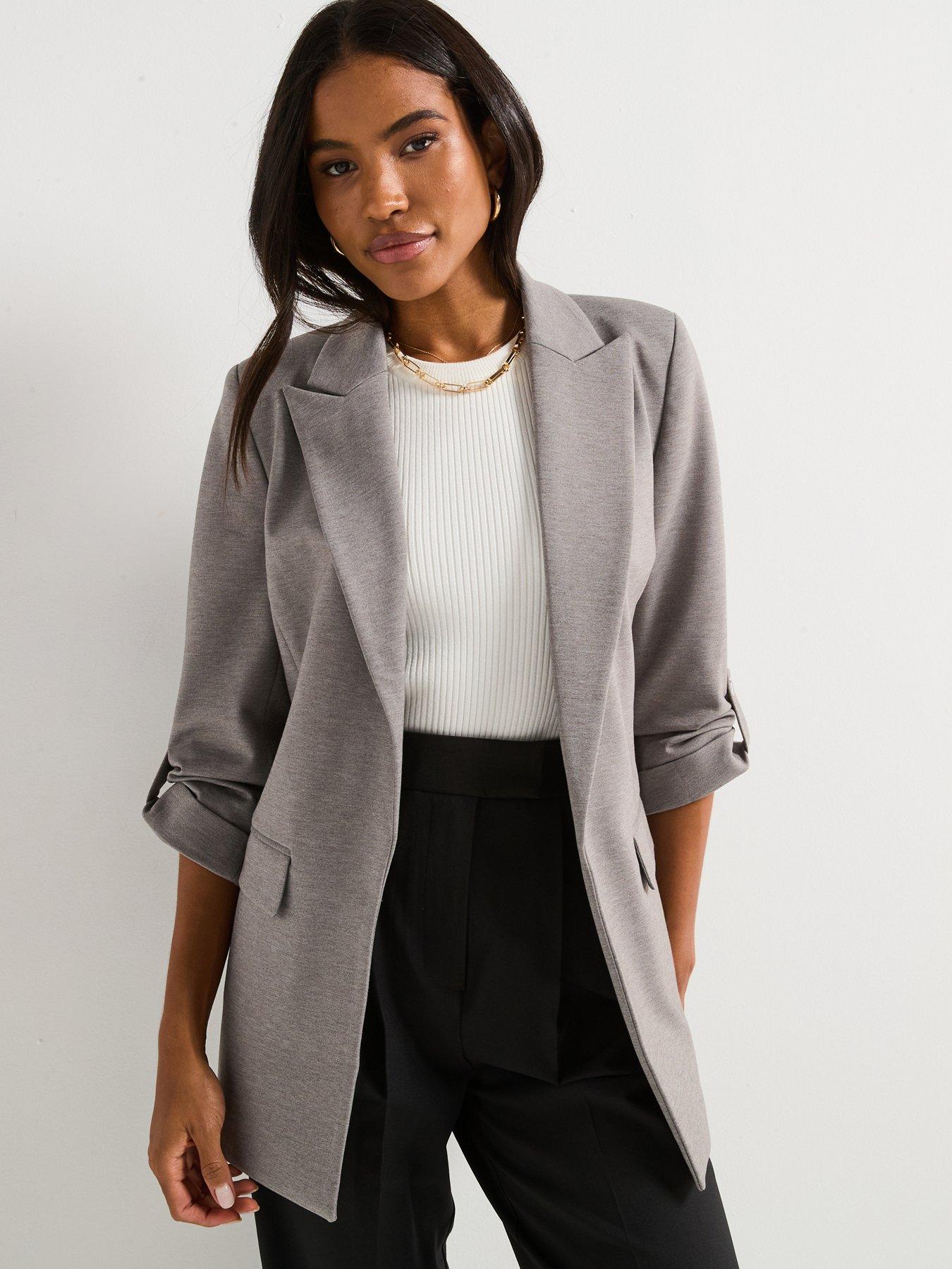  image of everyday-jersey-button-tab-blazer-grey