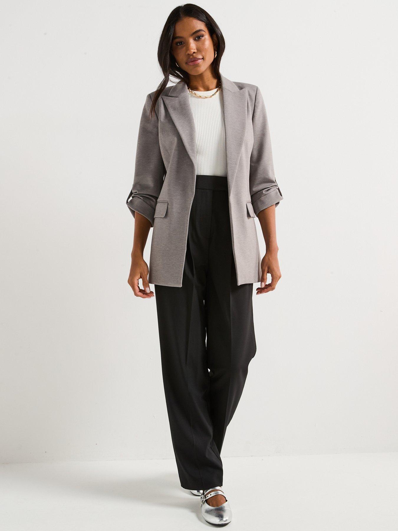  image of everyday-jersey-button-tab-blazer-grey