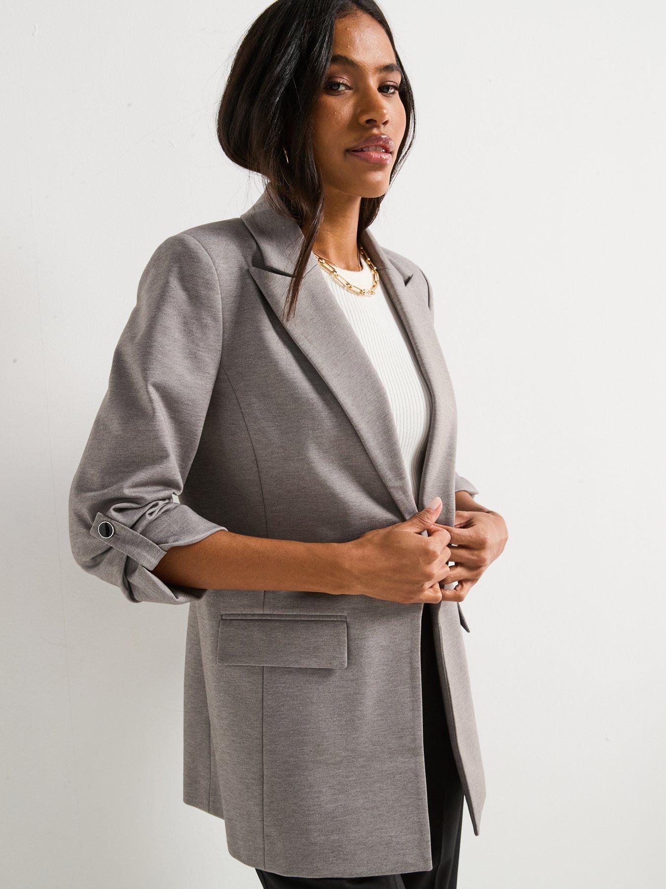  image of everyday-jersey-button-tab-blazer-grey