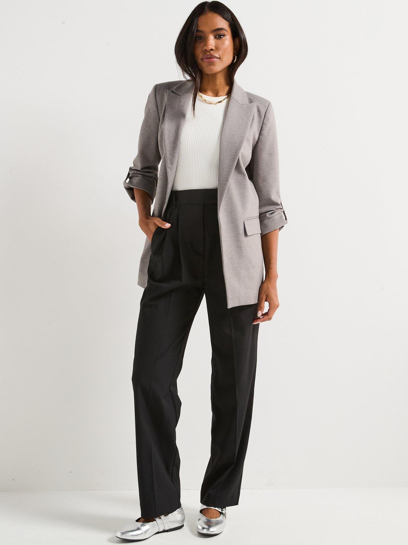  image of everyday-jersey-button-tab-blazer-grey