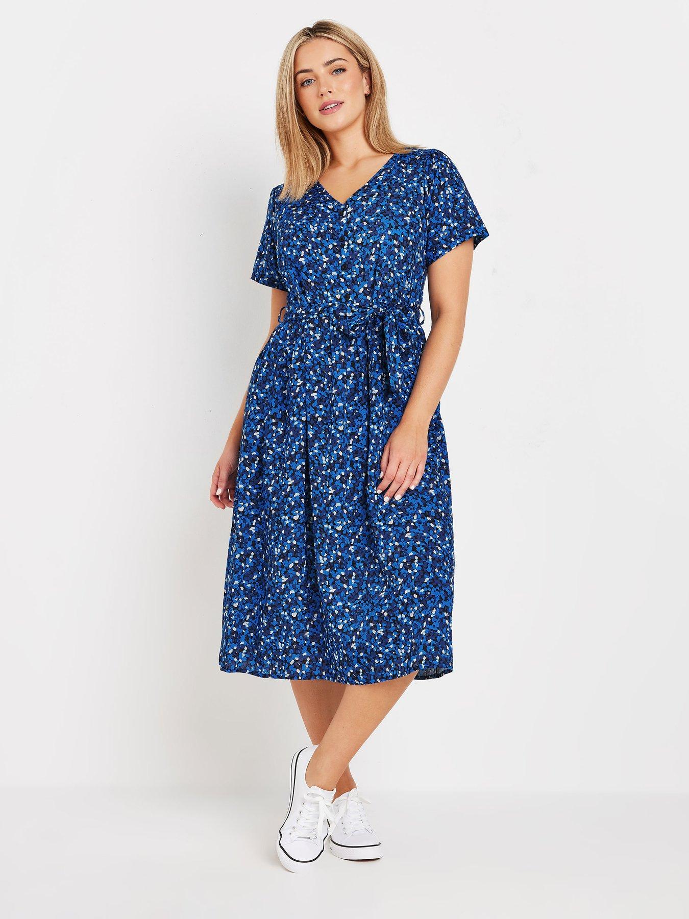 image of mco-spot-print-half-placket-midi-dress