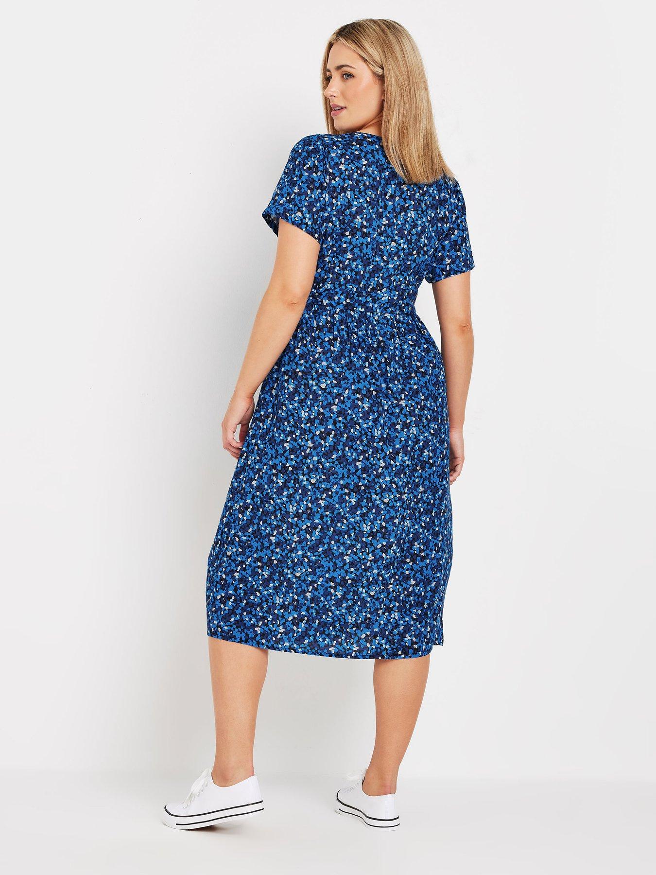  image of mco-spot-print-half-placket-midi-dress