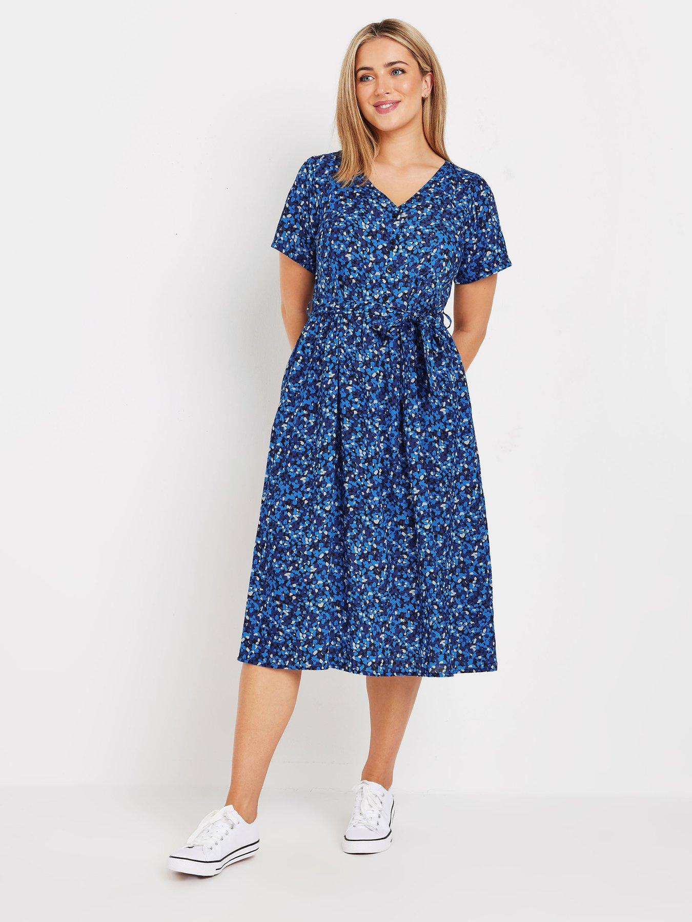  image of mco-spot-print-half-placket-midi-dress