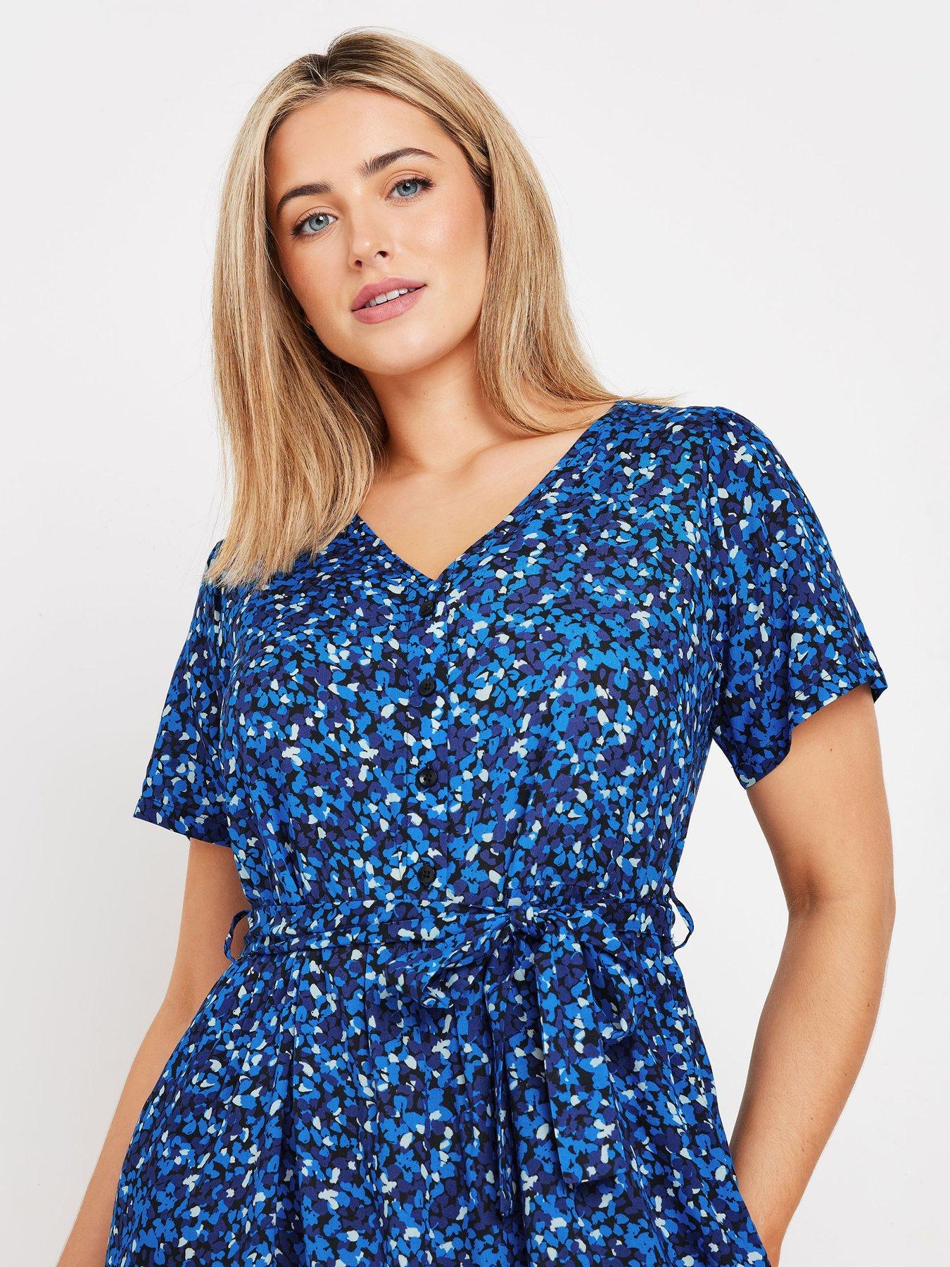  image of mco-spot-print-half-placket-midi-dress